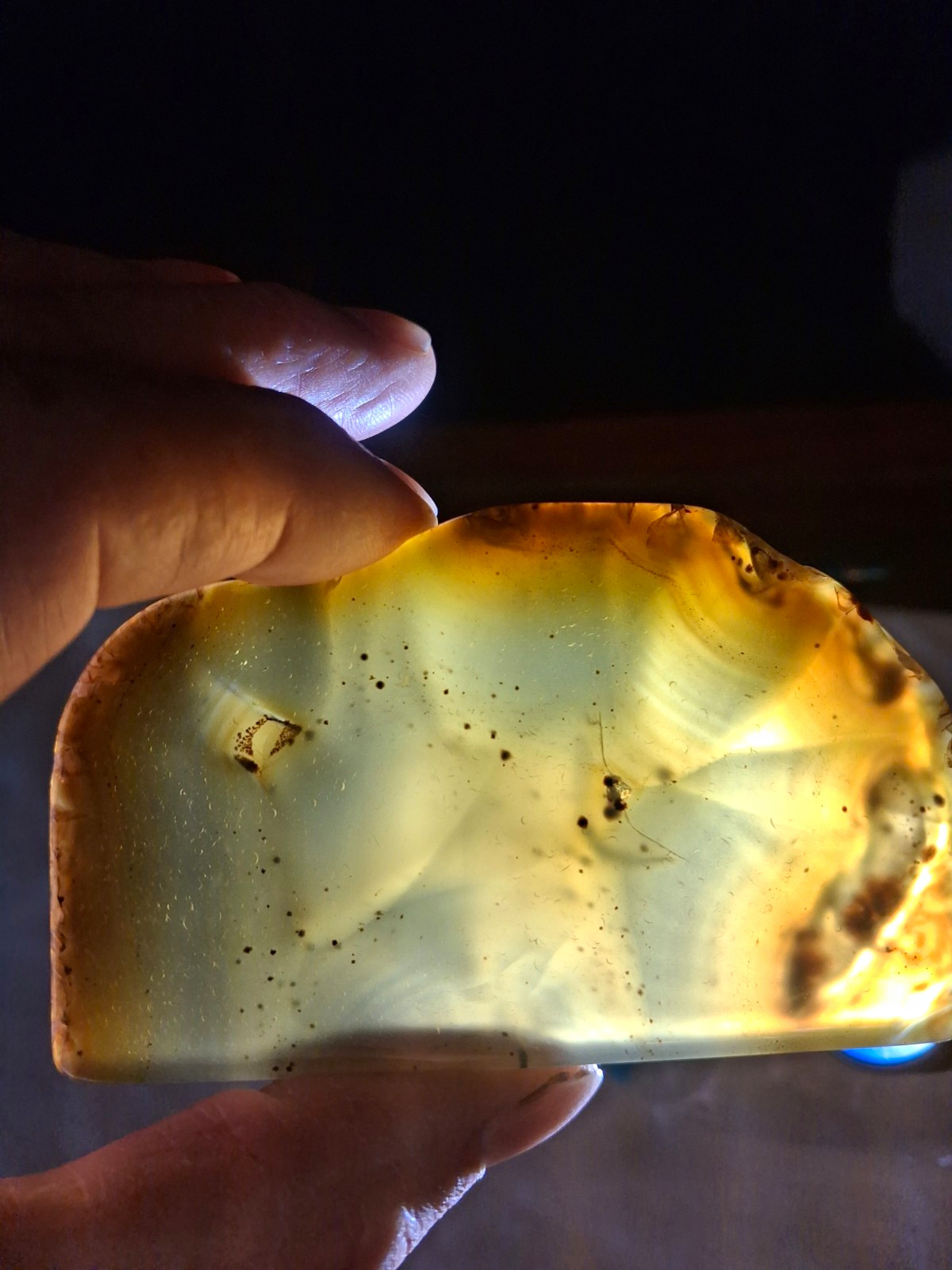 Polished Agate Slab Slice Lapidary Stone Brown Orange Banded Translucent