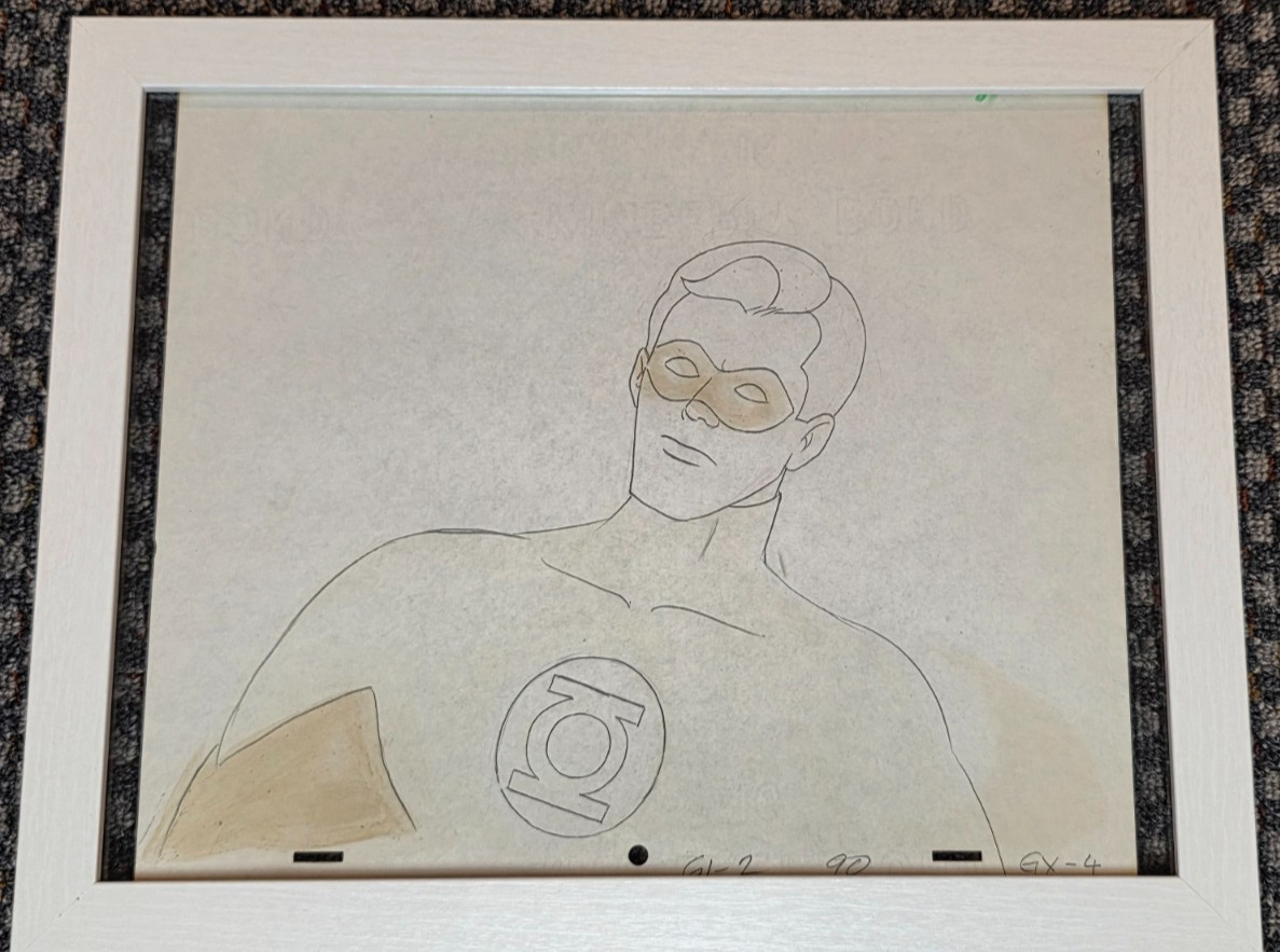 1967 PRODUCTION ANIMATION DRAWING - GREEN LANTERN FRAMED - SUPERMAN/AQUAMAN HOUR