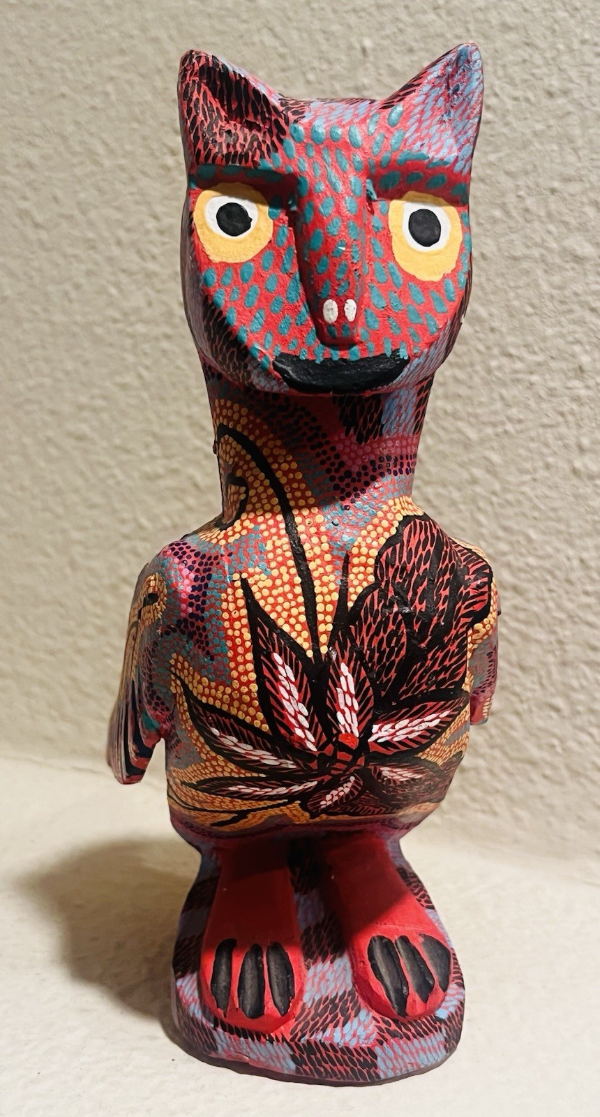 Vintage Pepe Santiago Oaxacan Wood Carving Alebrije Cat/Owl Mexican Folk Art 