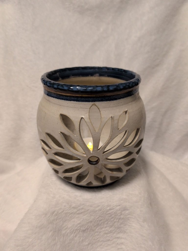 Handmade Ceramic Floral Cutout Tealight Candle Holder