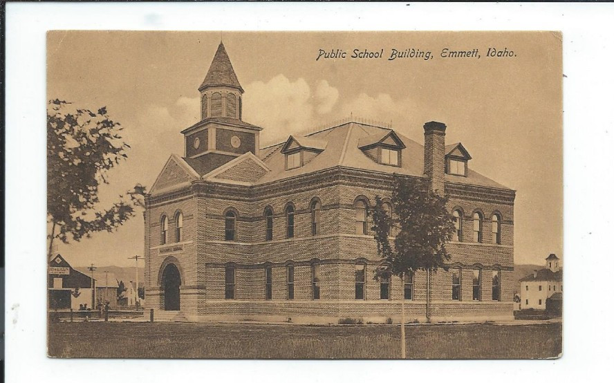 Postcard Emmett Idaho Id Public School Building