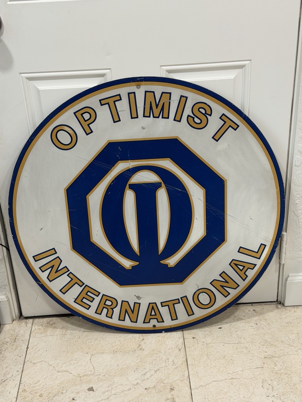 Vintage OPTIMIST INTERNATIONAL Metal Sign Original Rare 30” Round Vintage OPTIMIST INTERNATIONAL Metal Sign Original Rare 30” Round