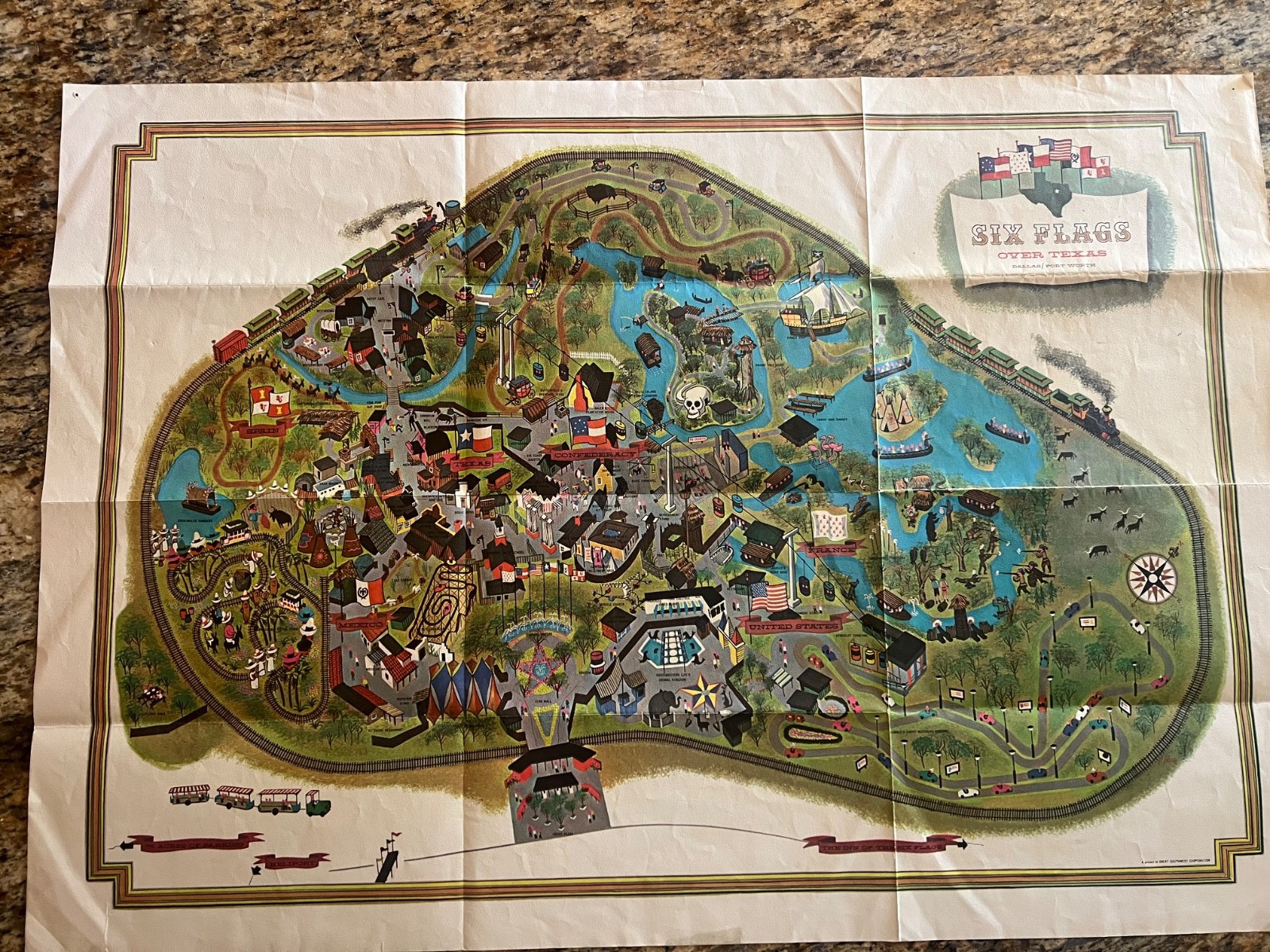 Vintage 1960’s Six Flags over Texas Dallas/Ft. Worth park map Vintage 1960’s Six Flags over Texas Dallas/Ft. Worth park map