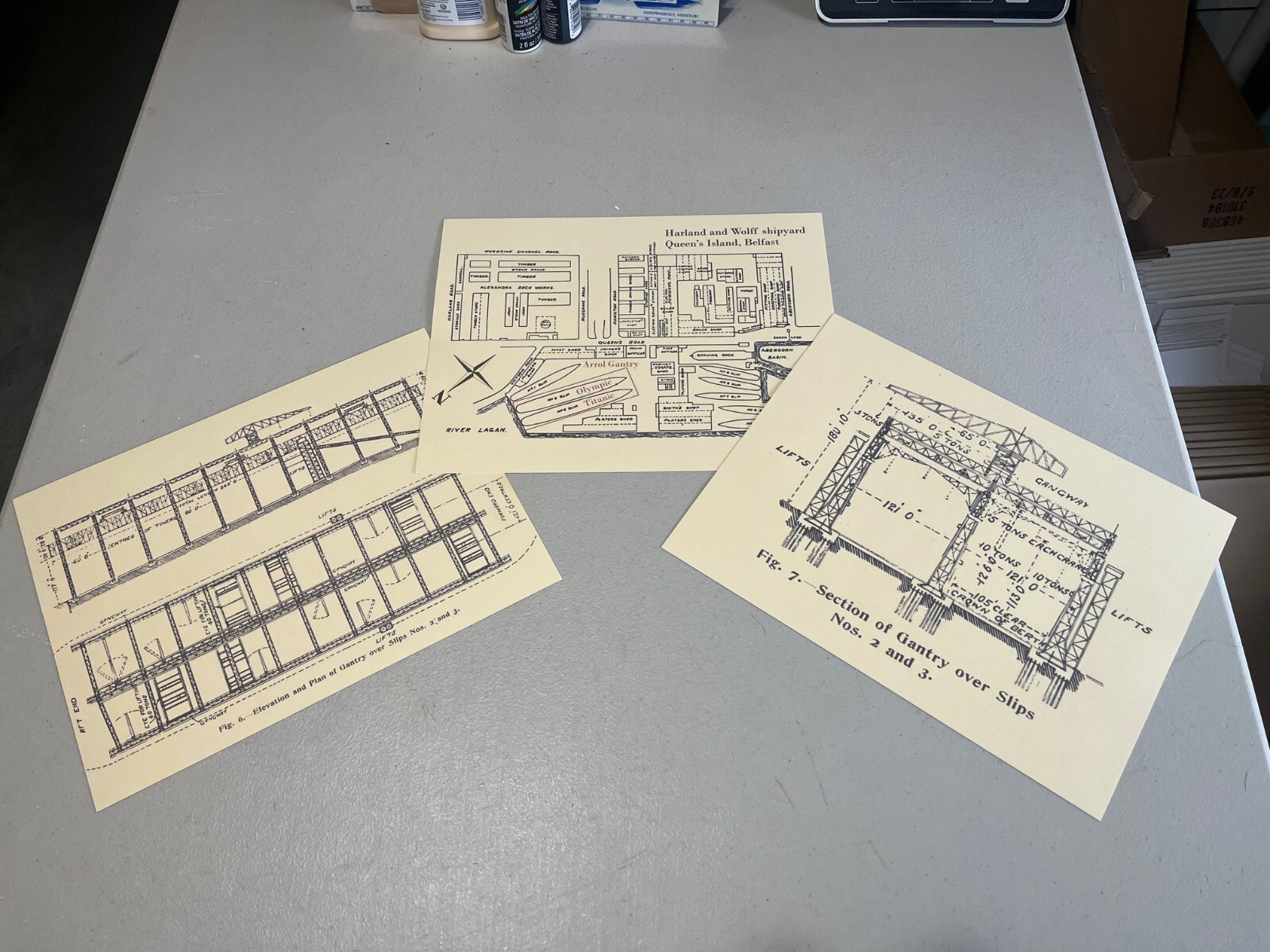 Harland and Wolff Shipyard Map 1911 w Gantry diagrams reprint set-3