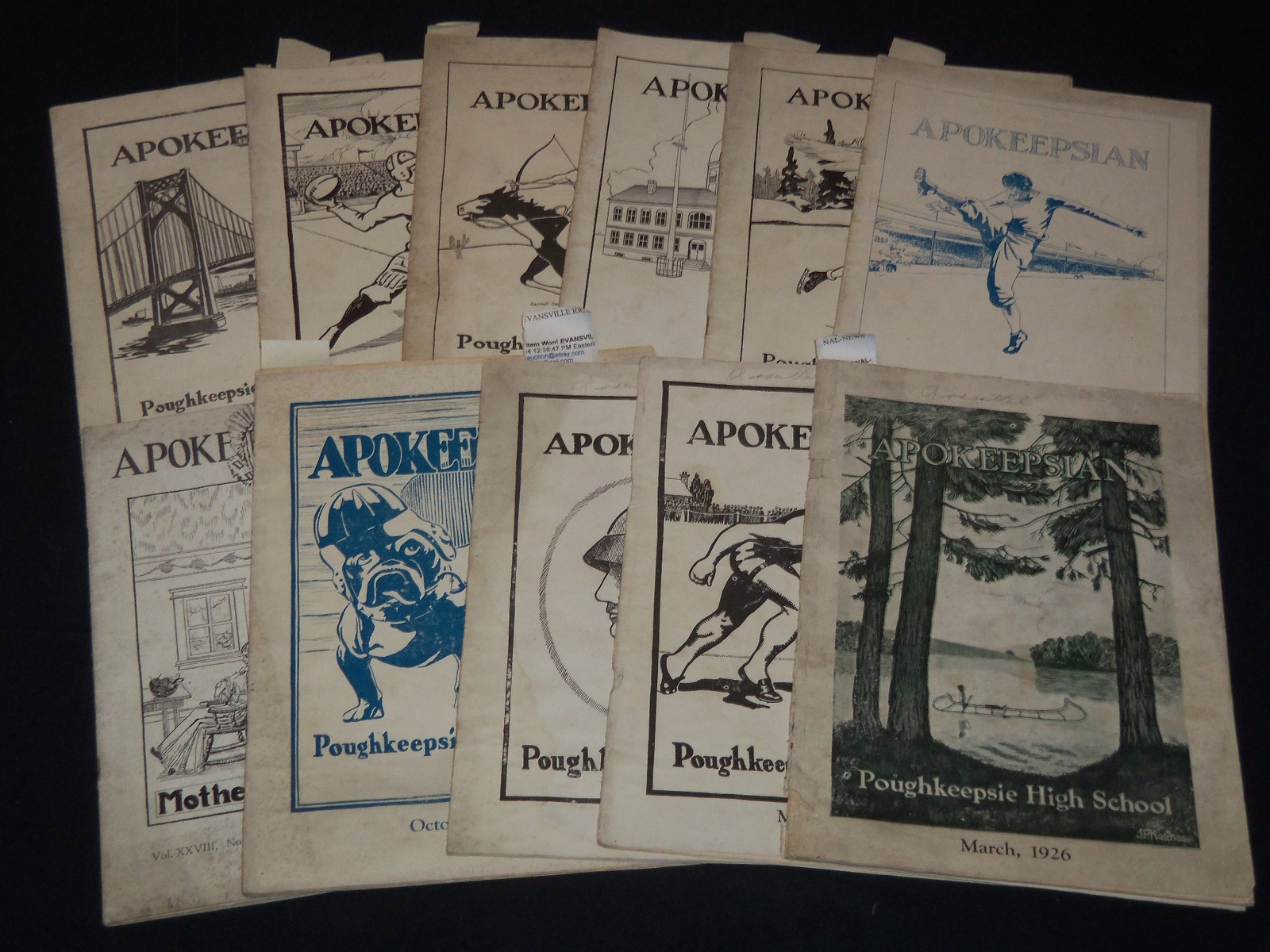 1924-1928 APOKEEPSIAN POUGHKEEPSIE HIGH SCHOOL MAGAZINES LOT OF 11 - O 1789 1924-1928 APOKEEPSIAN POUGHKEEPSIE HIGH SCHOOL MAGAZINES LOT OF 11 - O 1789