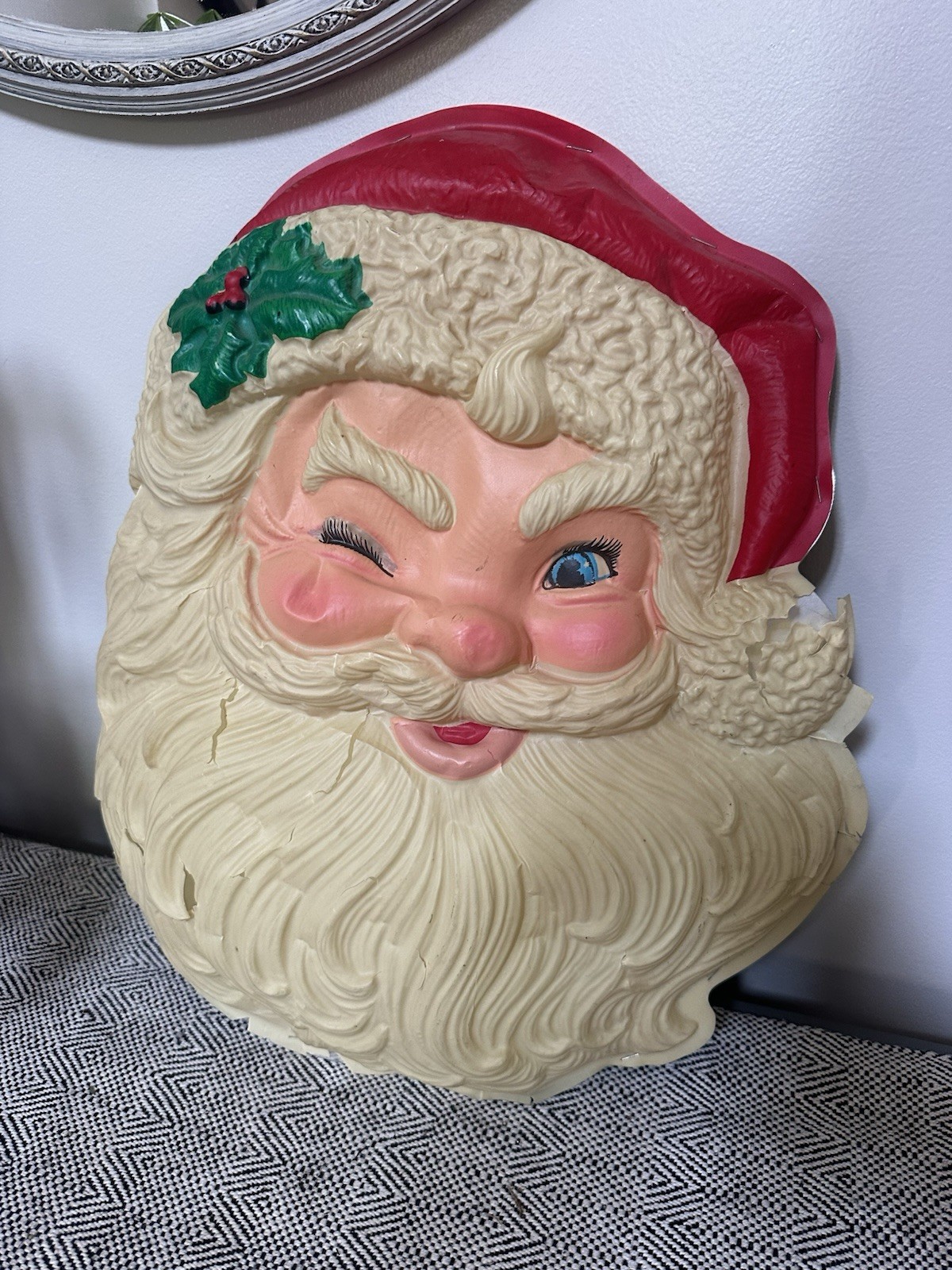 Vintage Winking Santa Wall Decor Star Band Co Plastic Christmas Decor 19.5