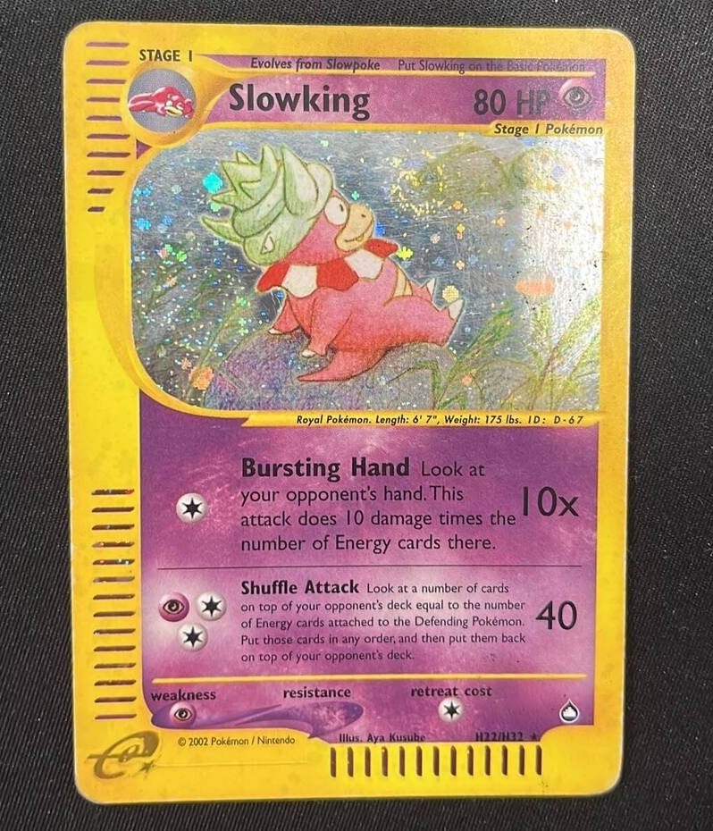 Pokemon Card-Slowking -H22/H32-Acquapolis-Holo-ENG- SWIRL-PL