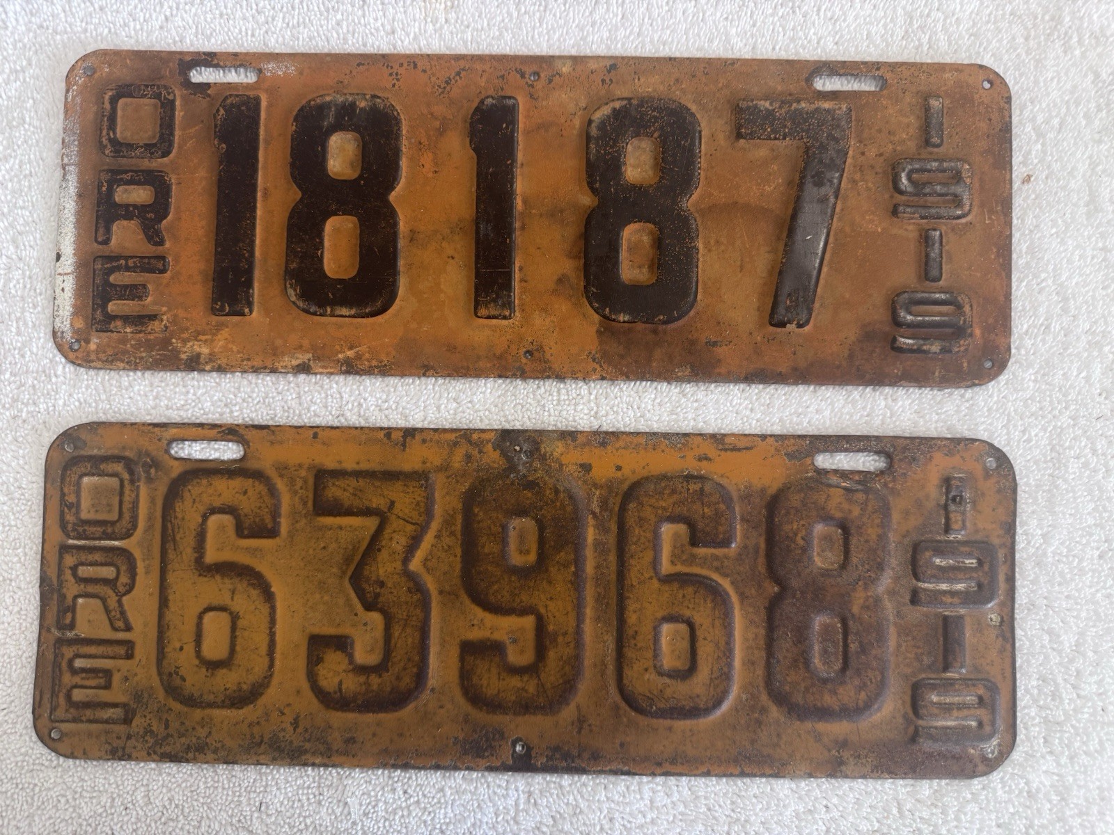 Oregon 1919 Vintage Antique License Plates, Not A Set