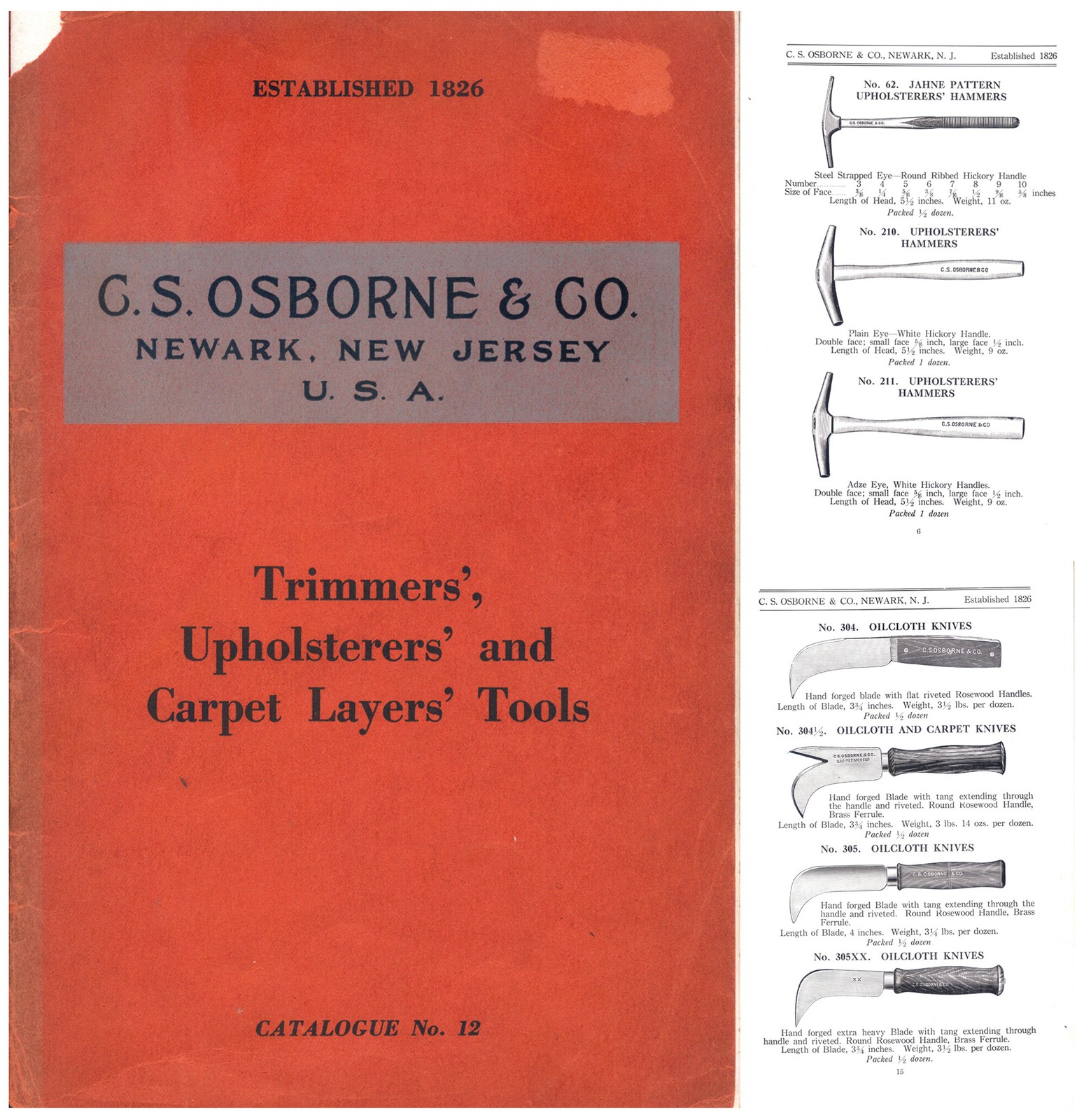 Orig. C.S. Osborne, Newark, N.J. Catalogue of Upholstery Tools - mjdtoolparts
