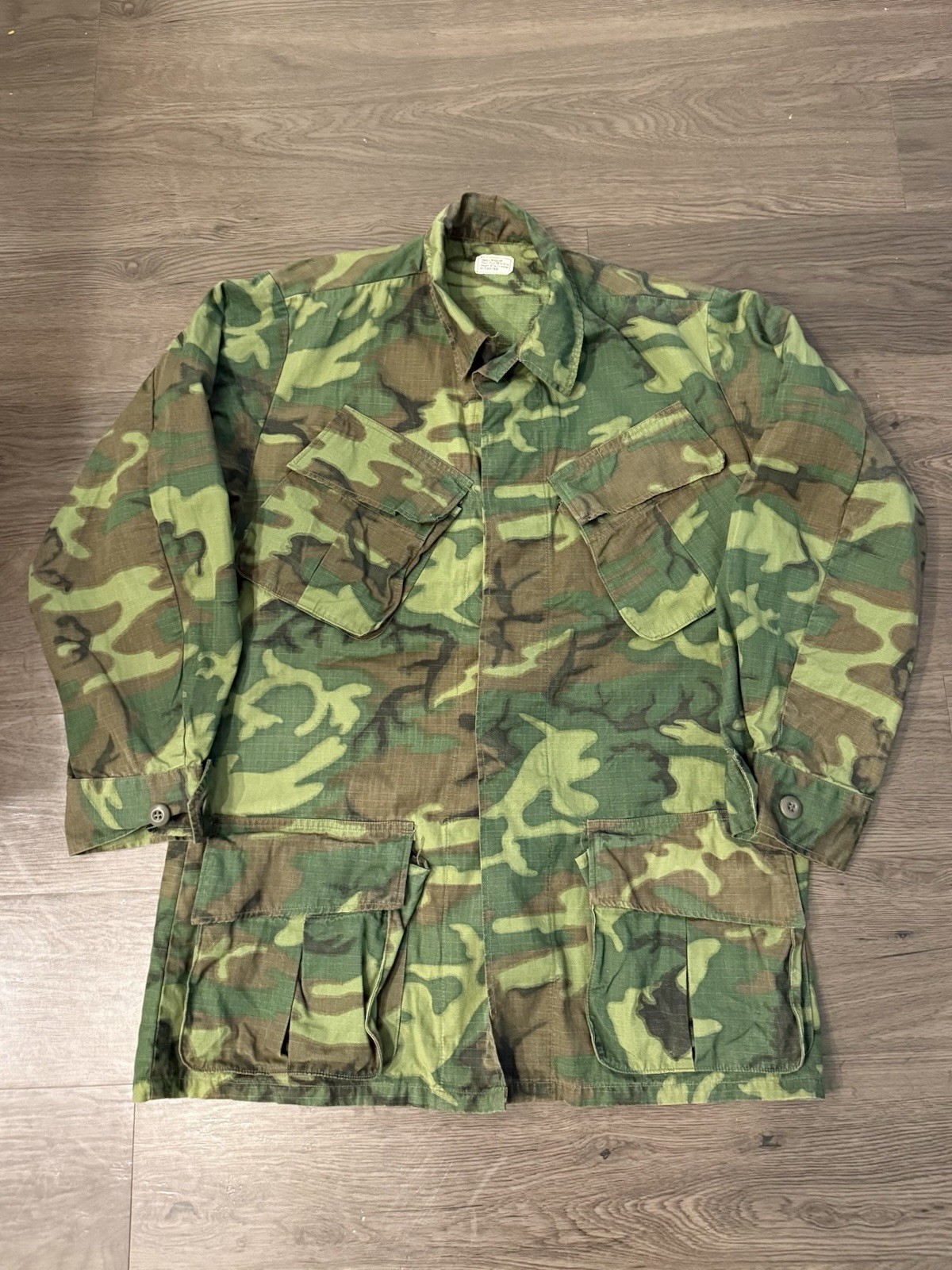 VTG 60s EDRL Ripstop Camo Slant Pocket Fatigue Shirt Small Regular Mint 