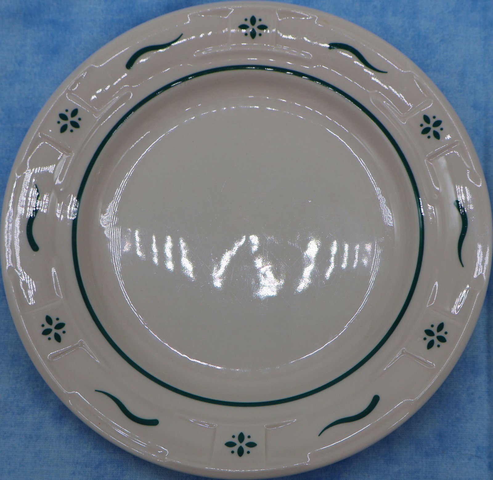 Longaberger Pottery Woven Traditions Green Plate – 7.25” Round