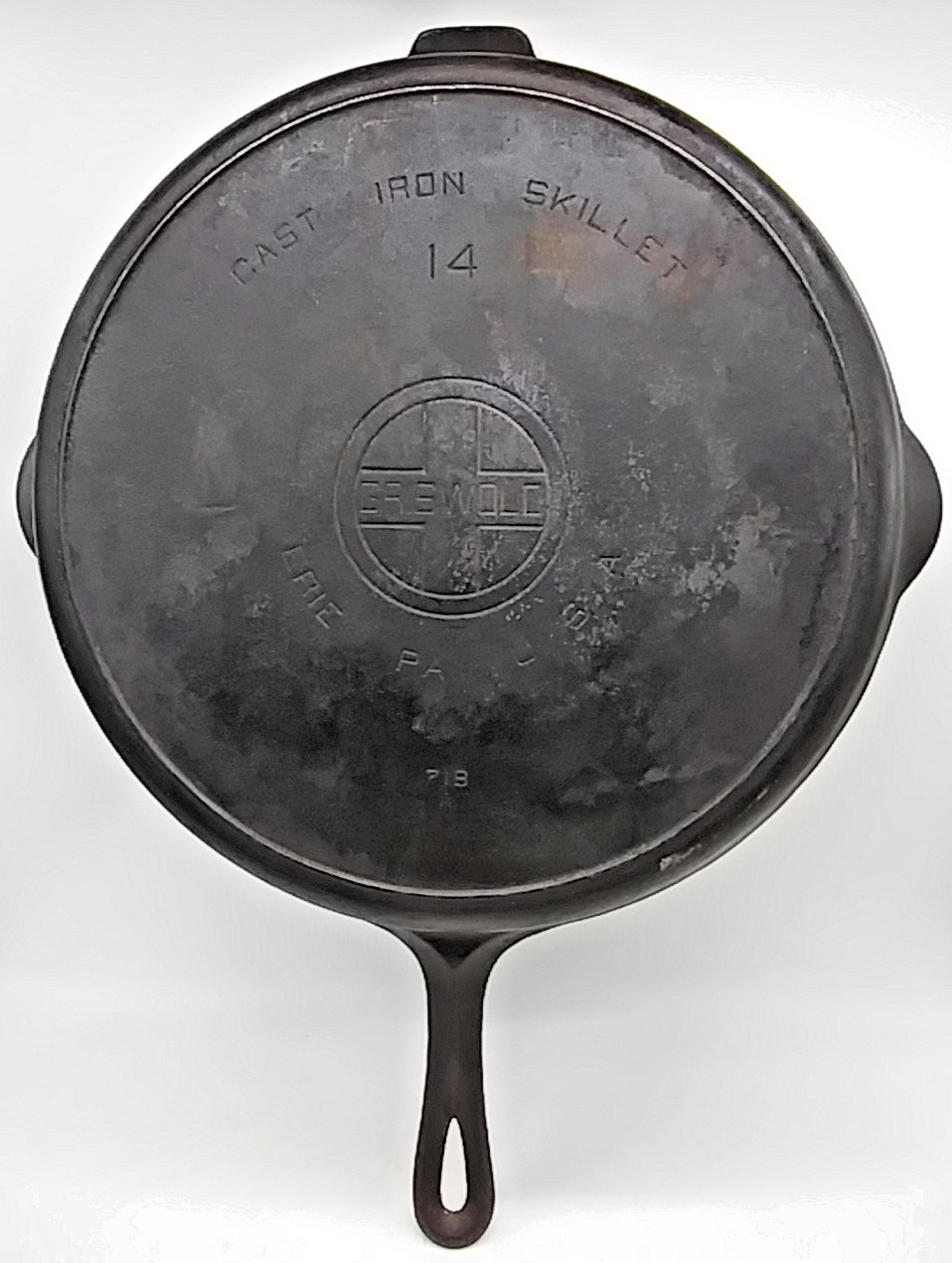 Griswold #14 Cast Iron Skillet 718 Vintage w/ Large Block Logo and Heat Ring 15