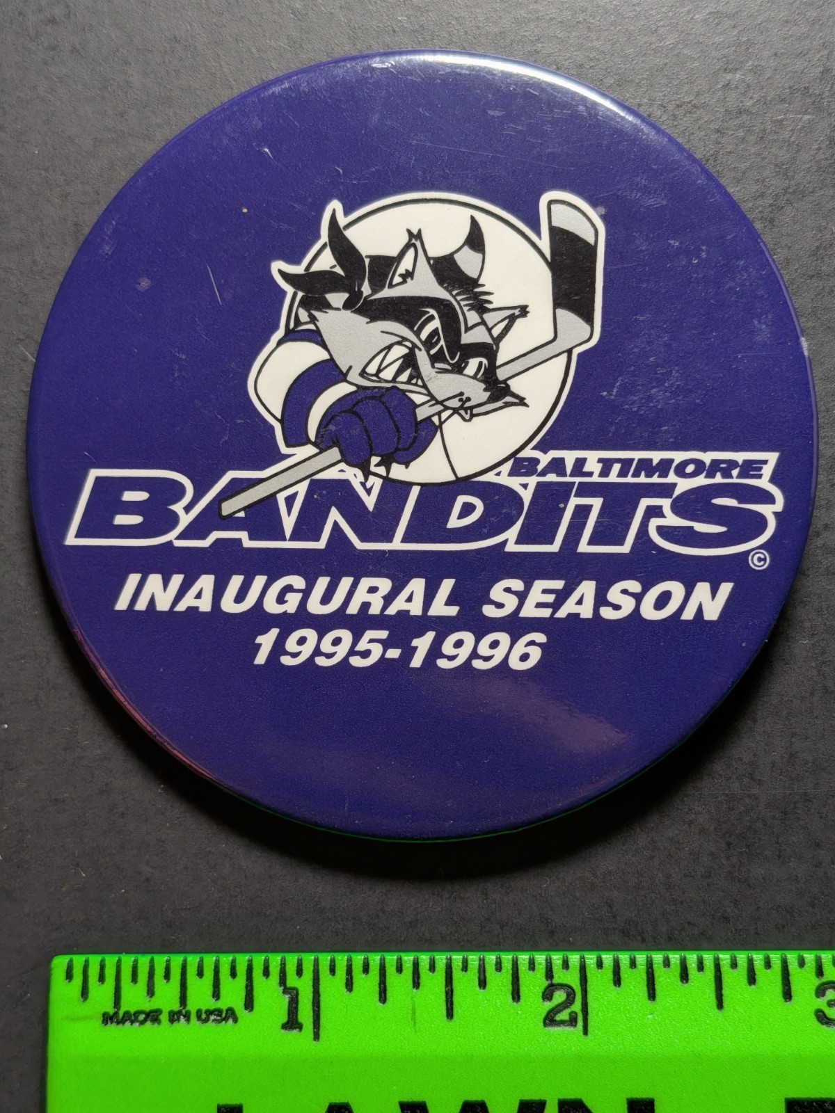 Vintage 1996 Baltimore Bandits Hockey Pinback Pin Vintage 1996 Baltimore Bandits Hockey Pinback Pin