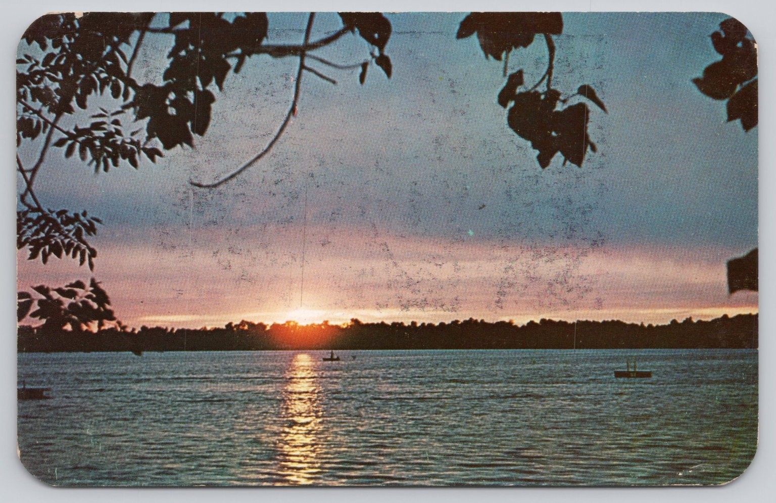 Birch Lake Michigan Sunset Postcard 1970 Cass County Dexter Press Birch Lake Michigan Sunset Postcard 1970 Cass County Dexter Press