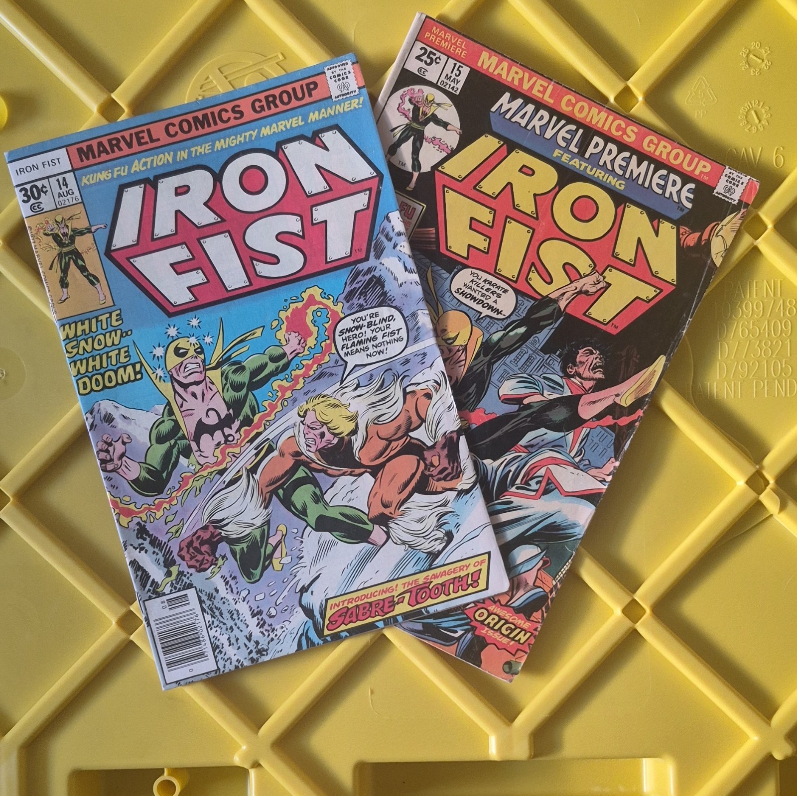 Marvel Iron Fist #14 1st Sabertooth Marvel Premiere Iron Fist #15 (Boarded) Duo