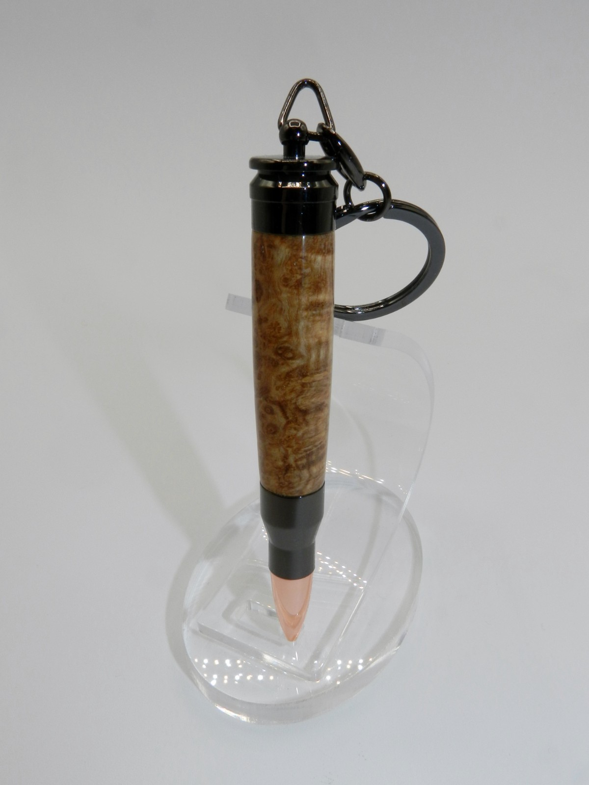 Handmade  Bullet Secret Compartment Key Chain. Made with Black Ash Burl. #128