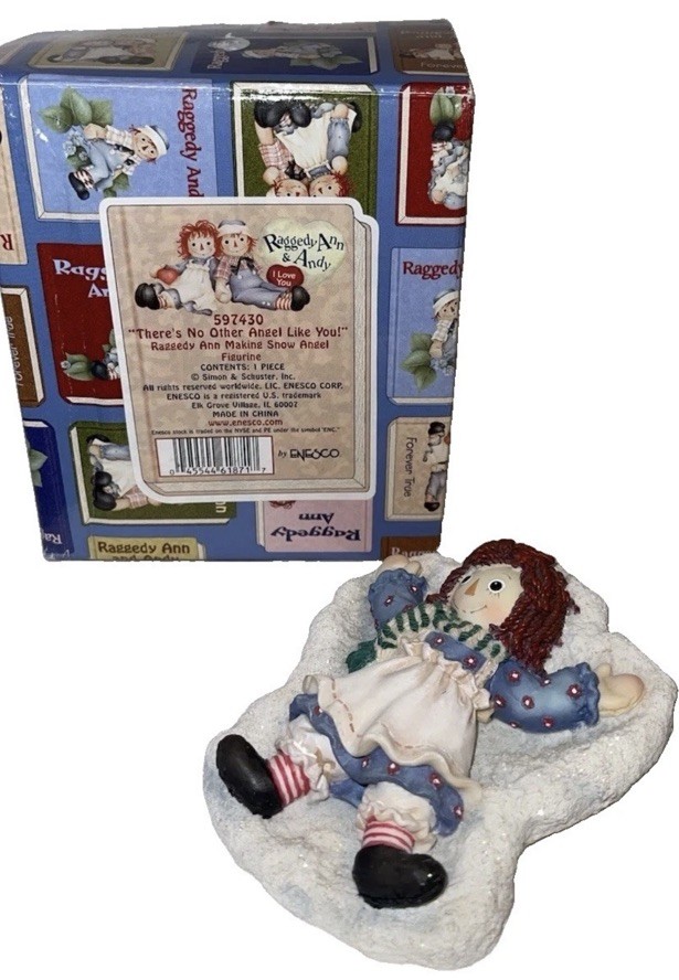 Fun NIB Vintage Raggedy Ann & Andy Snow Angel Christmas Figurine Fun NIB Vintage Raggedy Ann & Andy Snow Angel Christmas Figurine