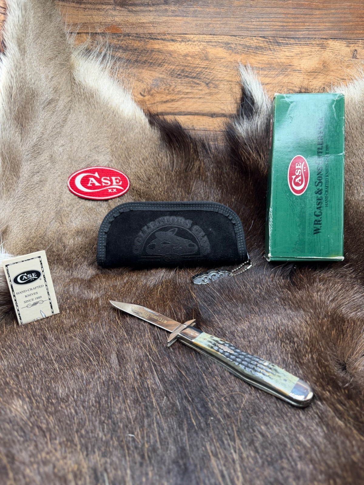 Case 2002 Collectors Club Cheetah Knife Moss Bone Handles Mint In Box SN# L2688