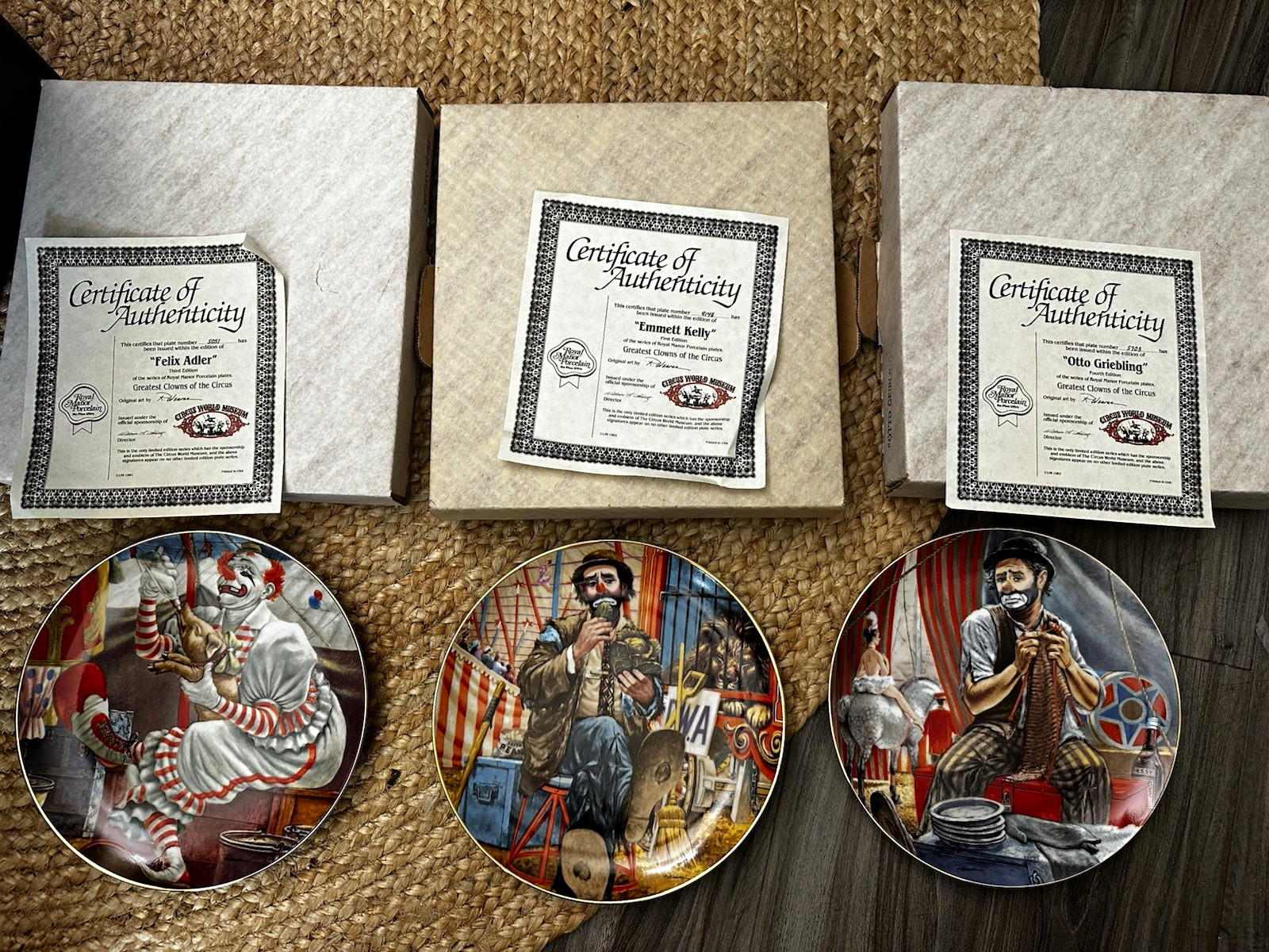 Lot of 3 1982 Greatest Clowns of Circus Collector Plates Set w/COA & boxes MINT Lot of 3 1982 Greatest Clowns of Circus Collector Plates Set w/COA & boxes MINT