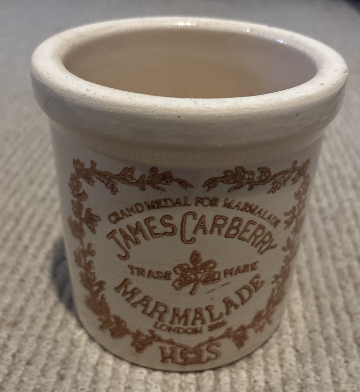 Vtg James Carberry Marmalade Stoneware Crock Pottery 