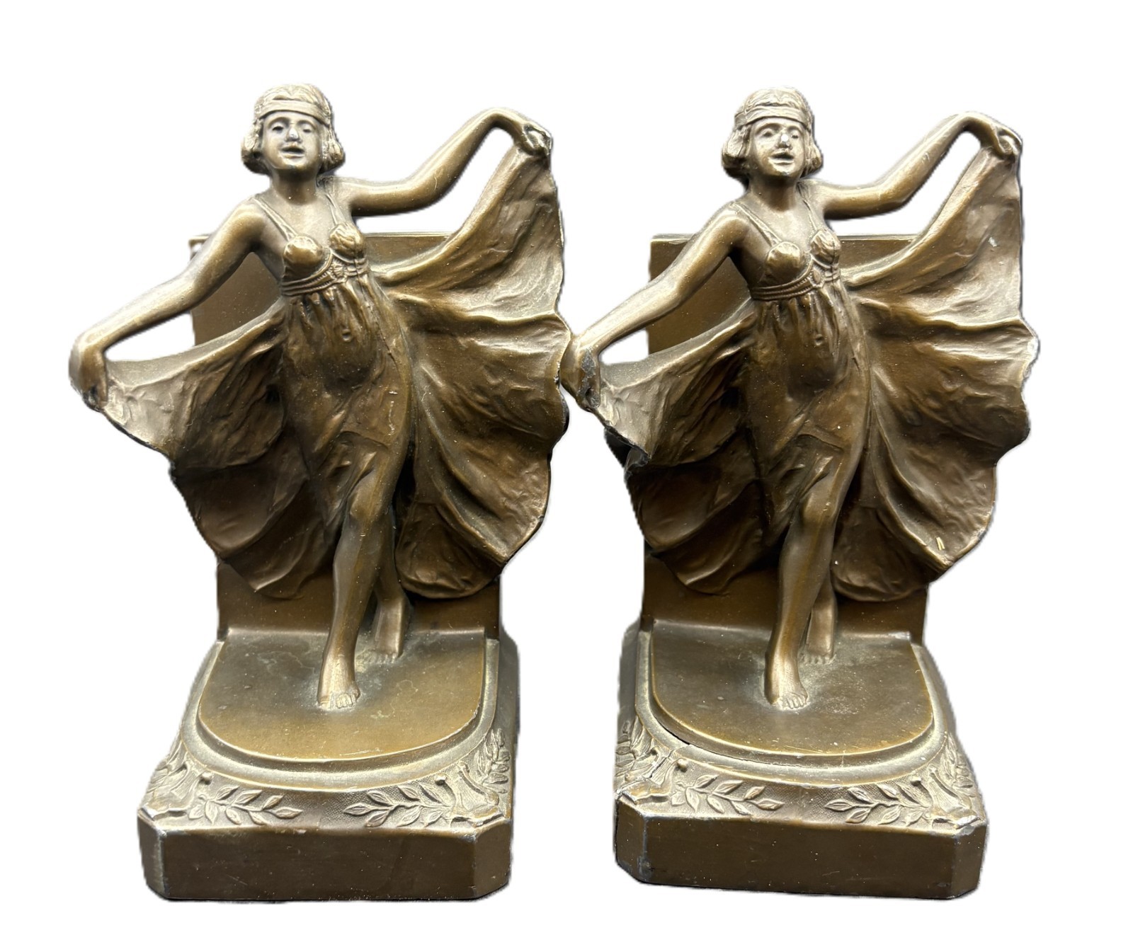 Antique 1920’s Loie Fuller Bronze Art Deco “Serpentine Dance” Girls Bookends Antique 1920’s Loie Fuller Bronze Art Deco “Serpentine Dance” Girls Bookends