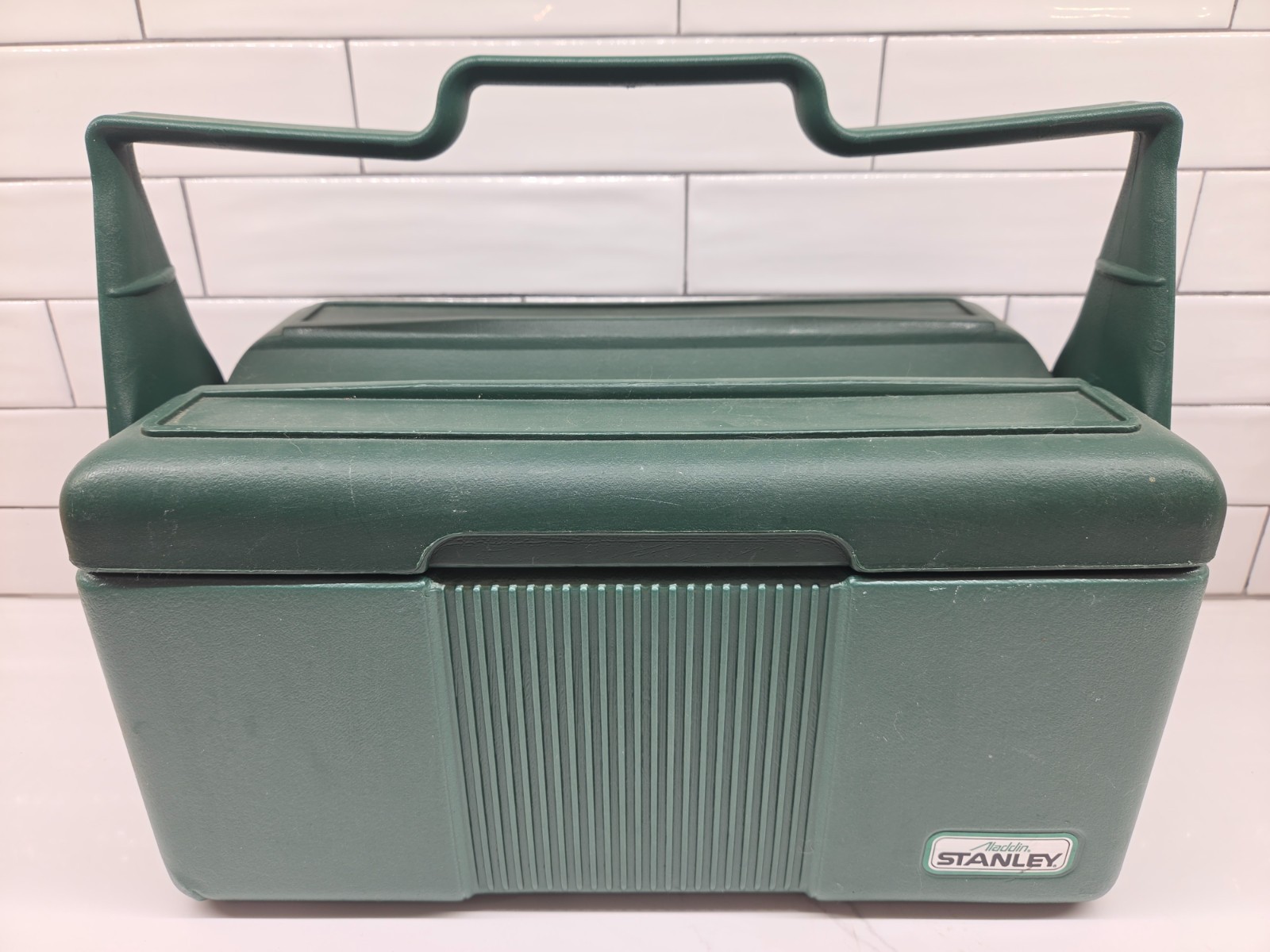 Vintage 1991 Stanley Aladdin Green Insulated Divided Lunch Box Cooler
