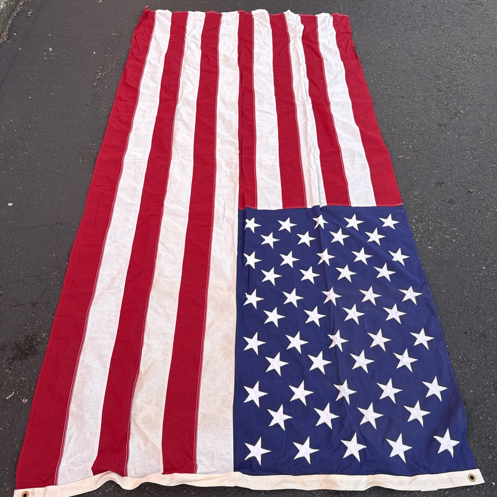50 Star US Flag - Vintage Original Flag Source Embroidered/Sewn 110”X55 50 Star US Flag - Vintage Original Flag Source Embroidered/Sewn 110”X55