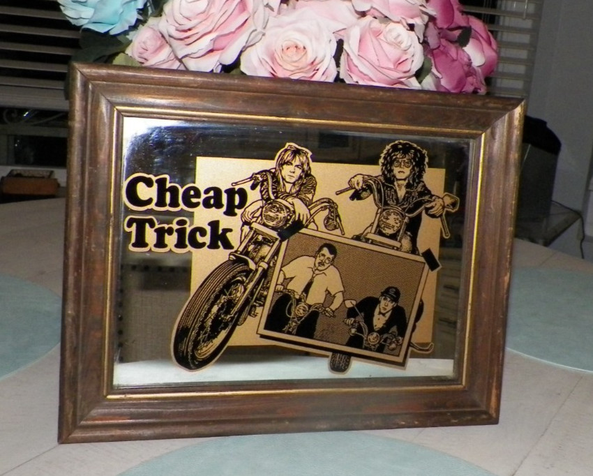 VTG 1970's/80's CHEAP TRICK FRAMED MIRROR 14.5 x 11.5
