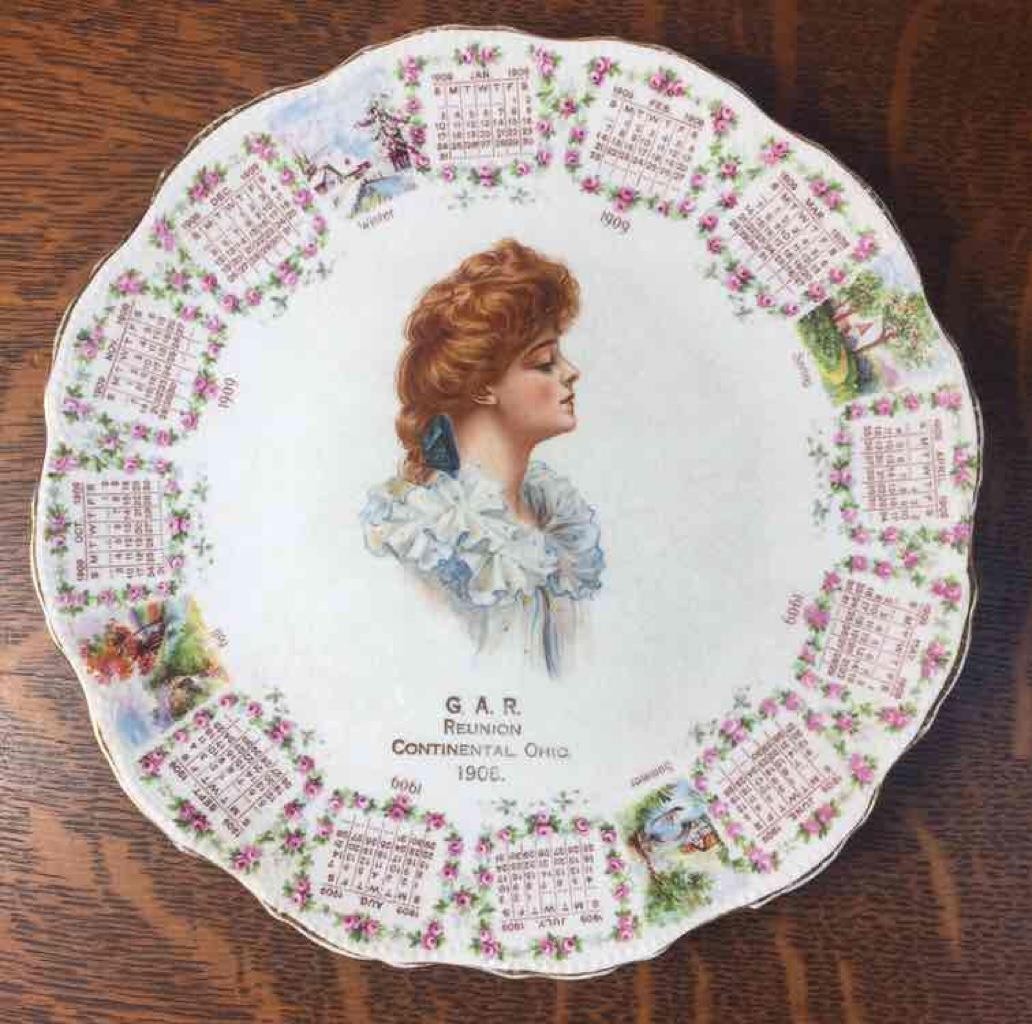 Antique 1908 G.A.R. Reunion Souvenir Plate Continental Ohio Grand Army Republic