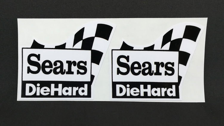 Pair of SEARS DIEHARD Vintage Style DECALs / Vinyl STICKERs