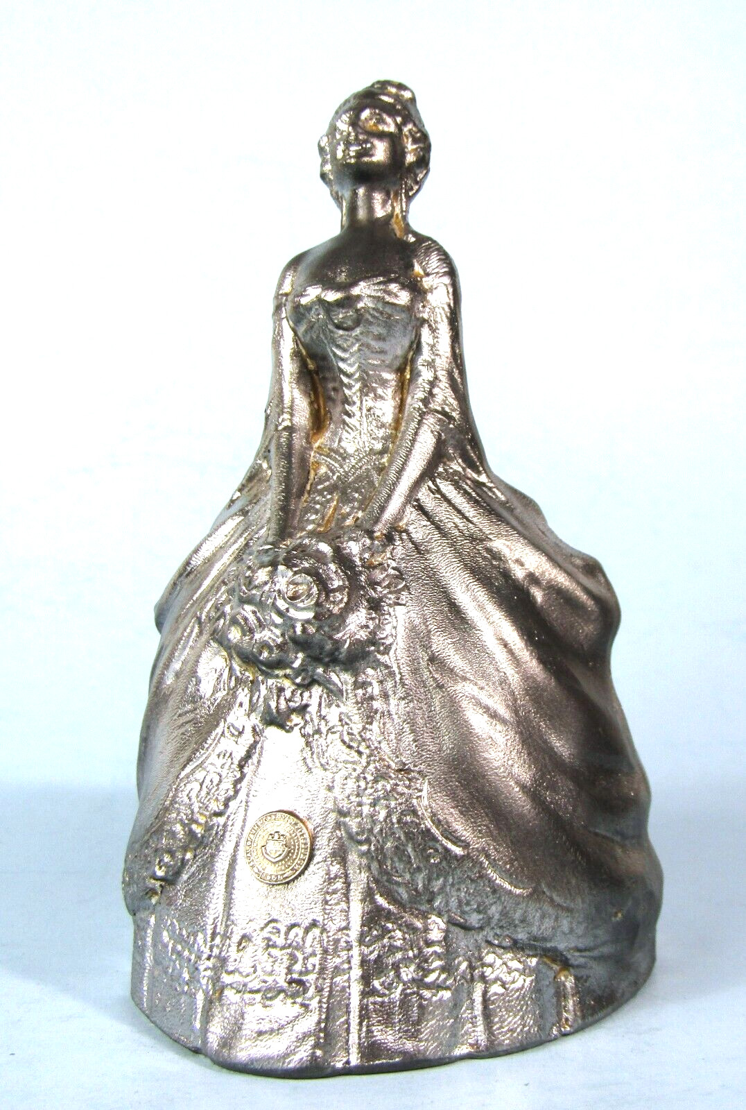 Antique Weidlich Brothers Victorian Lady in Bustle Silvered Metal Figurine