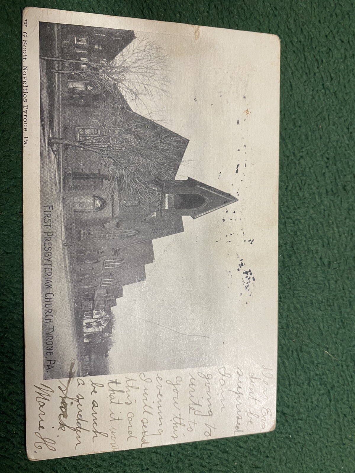 vnt postcard First Presbyterian church, Tyrone Pa undivived back vnt postcard First Presbyterian church, Tyrone Pa undivived back