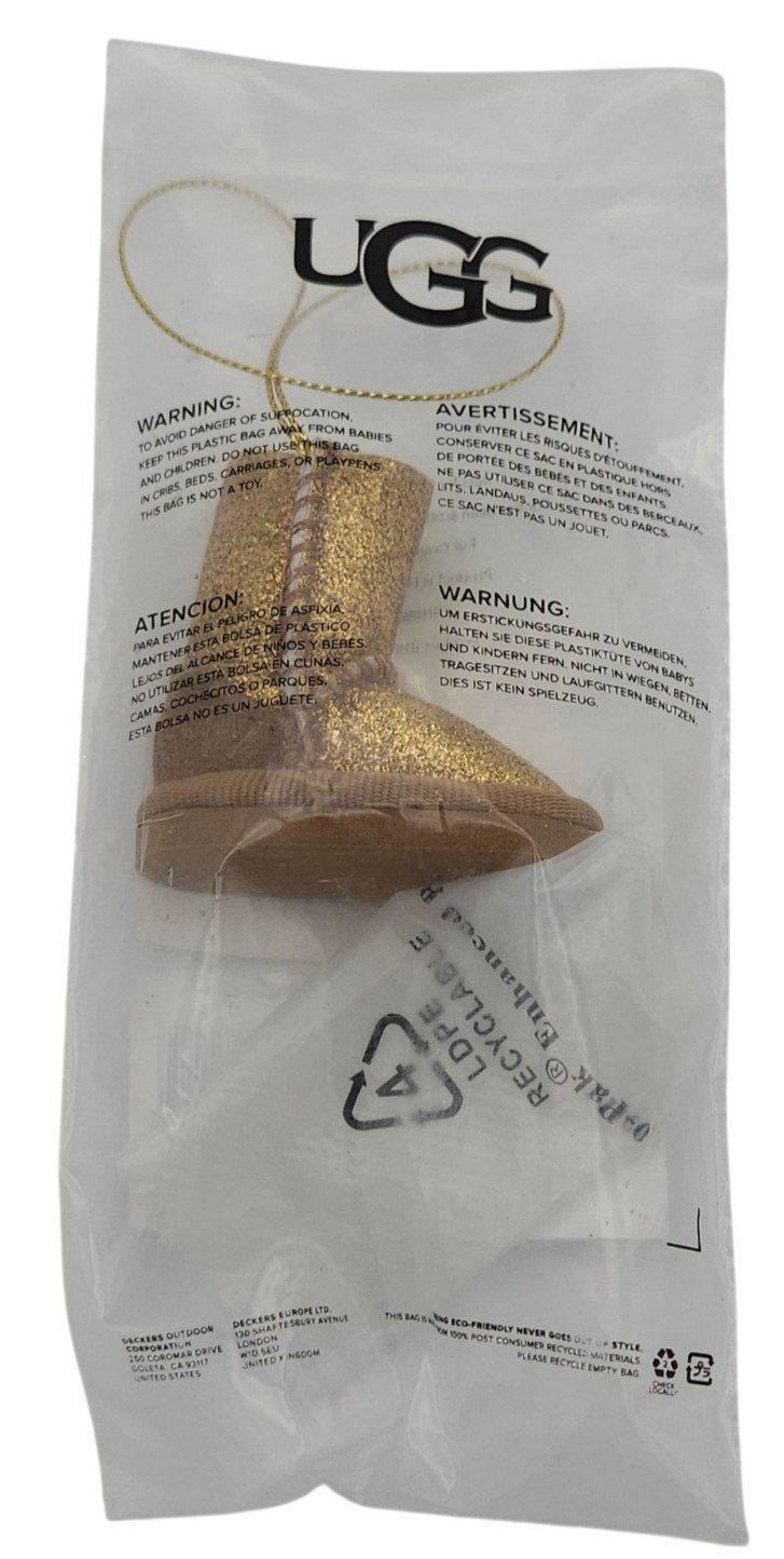NEW 2019 UGG Classic Boot Ornament Limited Edition Gold Sparkle