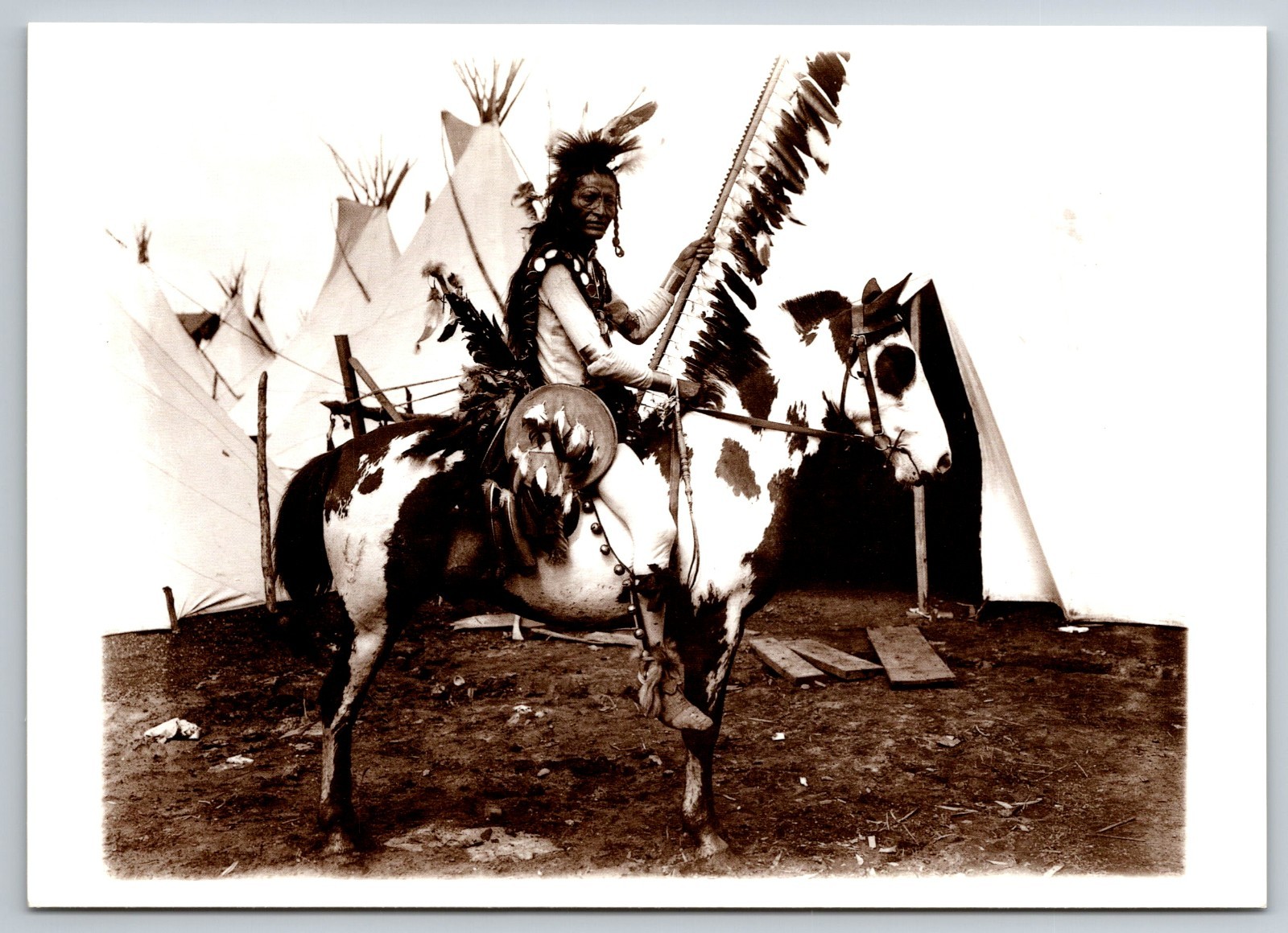 Oglala Sioux Warrior Continental Postcard by Azusa 1991 Unused 4x6