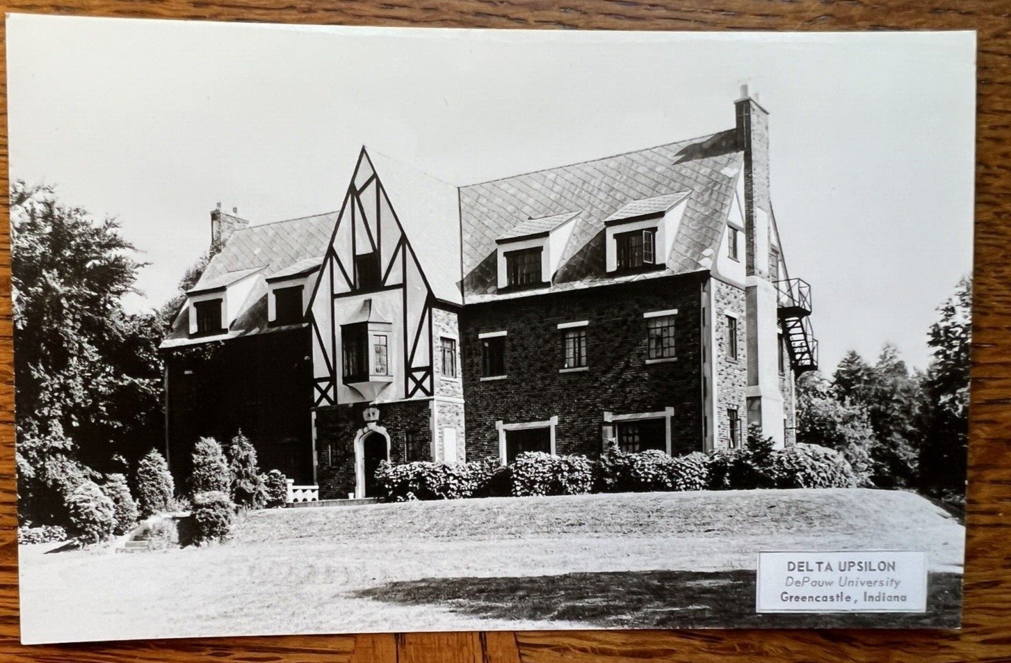 Vintage Delta Upsilon DePauw University RPPC 1950s Postcard Greencastle IN