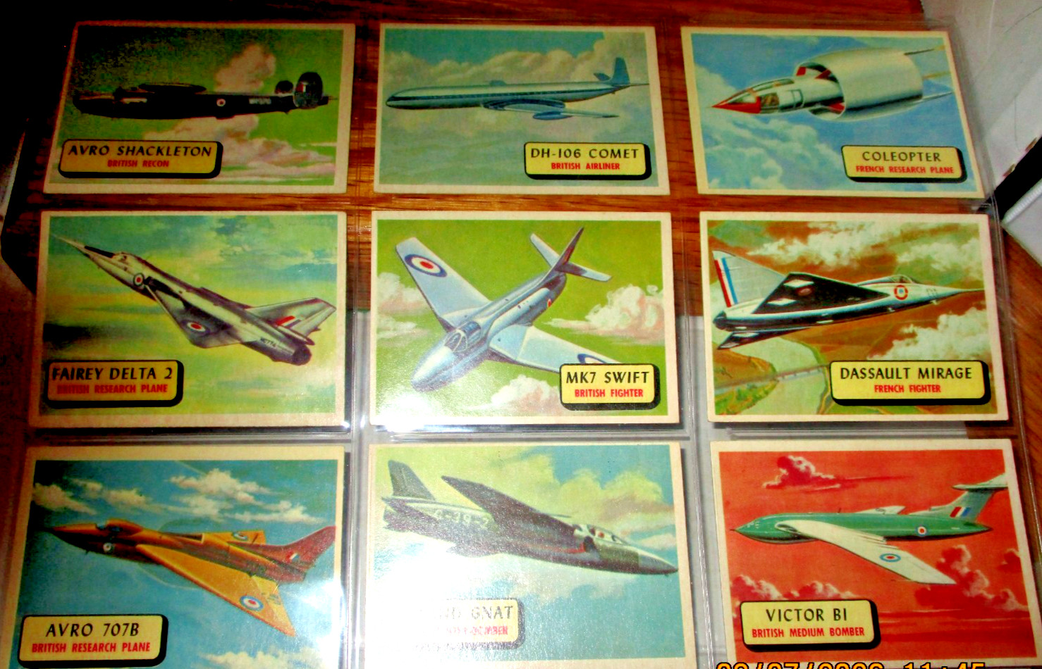 (9 )Topps 1957 Planes Cards-BRITISH & FRENCH Cold War Aircraft~In Plastic Sleeve (9 )Topps 1957 Planes Cards-BRITISH & FRENCH Cold War Aircraft~In Plastic Sleeve