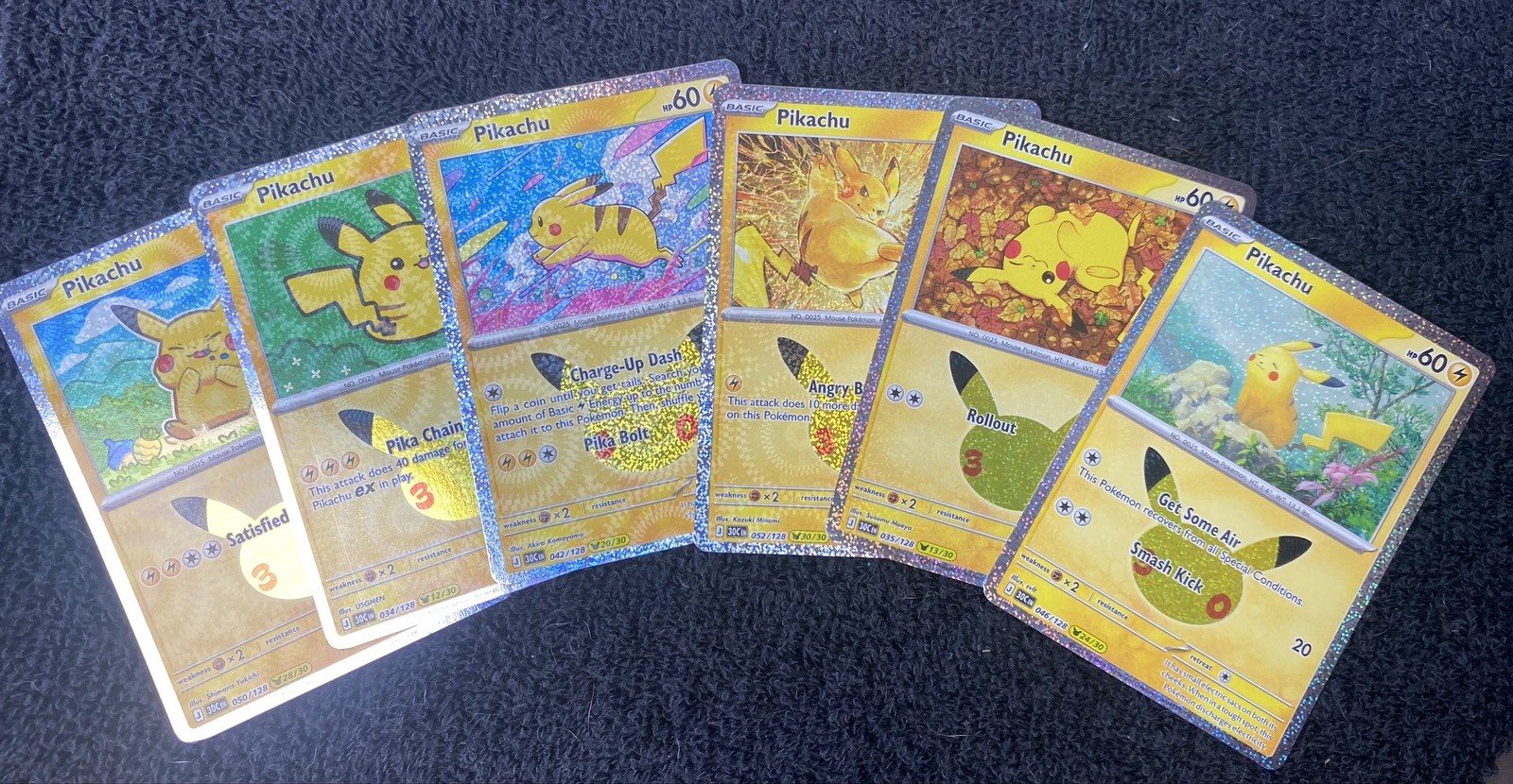 30th Celebration Pikachu and hits LOT of 9 Cards No Duplicates Pokémon TCG NM