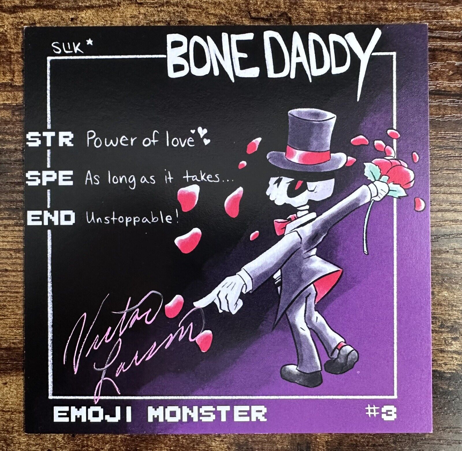 NOM NOM Verse Emoji Monster #3 BONE DADDY Print - Signed by Victor Larson