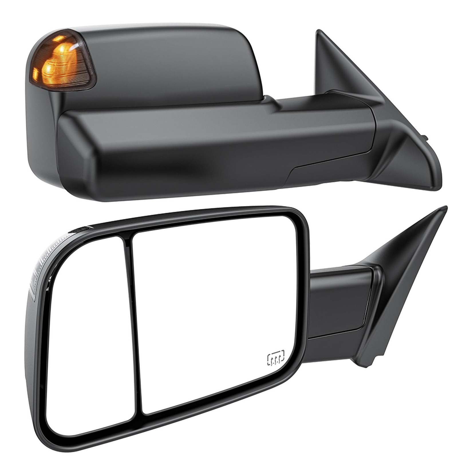 Smoked Power Heated Tow Mirrors for Dodge Ram 1500 2500 3500 2003-2009