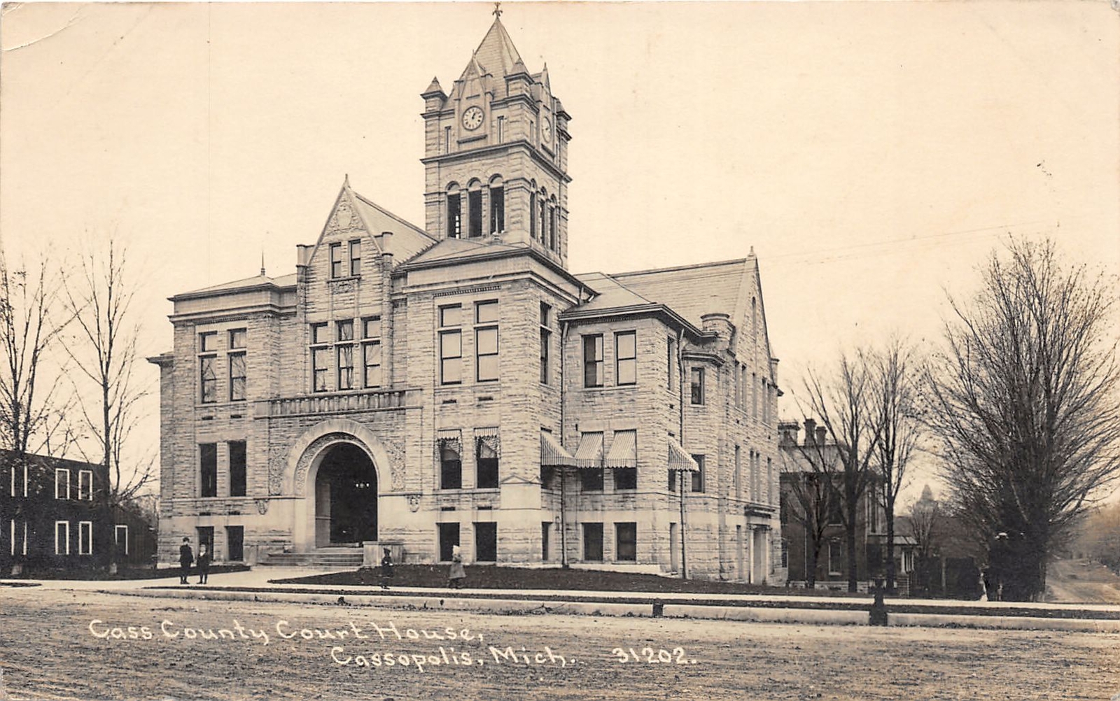 J59/ Cassopolis Michigan RPPC Postcard c1910 Cass County Court House 297 J59/ Cassopolis Michigan RPPC Postcard c1910 Cass County Court House 297
