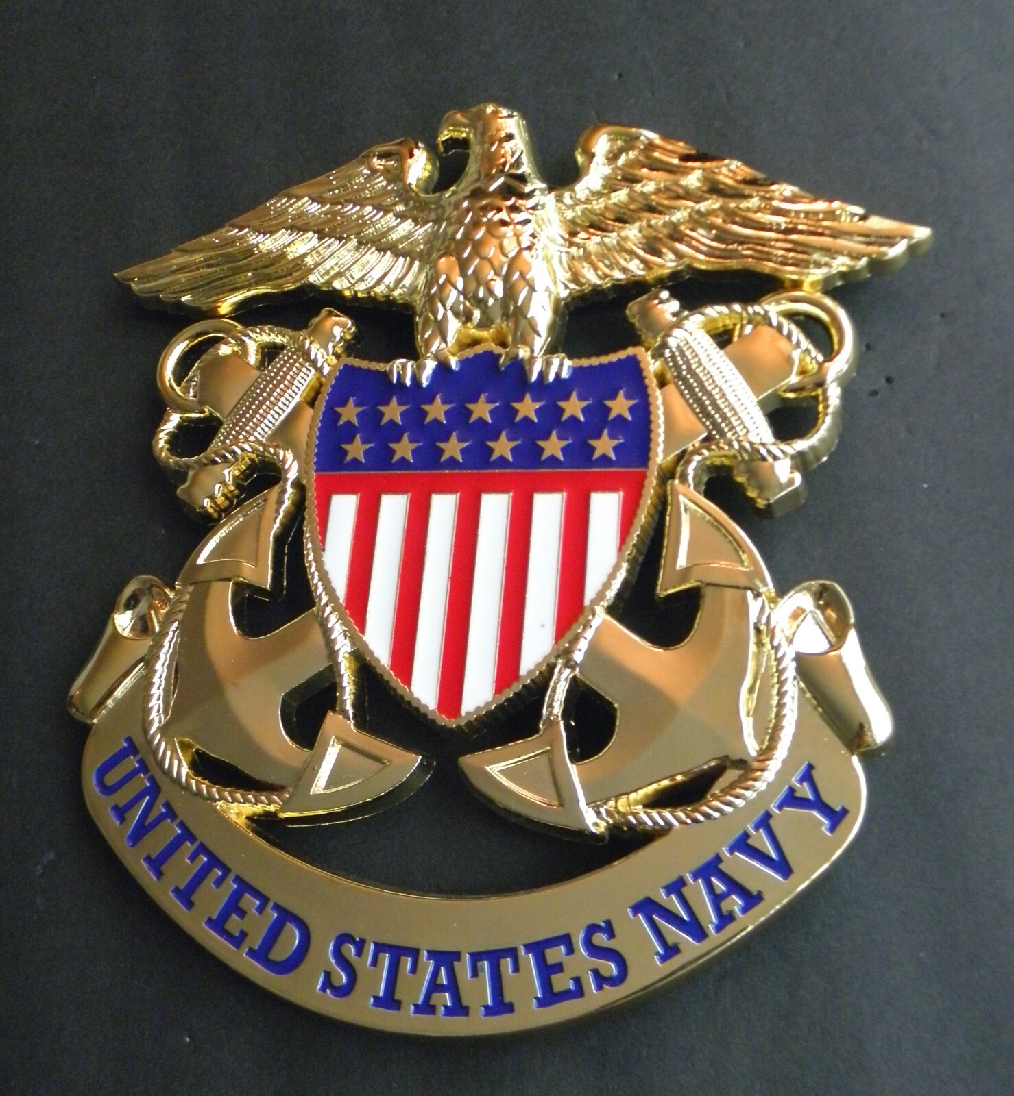 Navy USN Large Cutout 3-D Honor Medallion 6.25 inches Metal Enamel