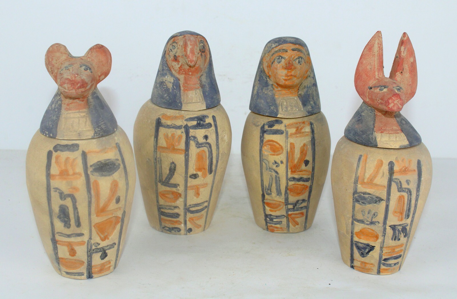 Rare Ancient Egyptian Antique 4 Pharaonic Canopic Jars BC Egyptology