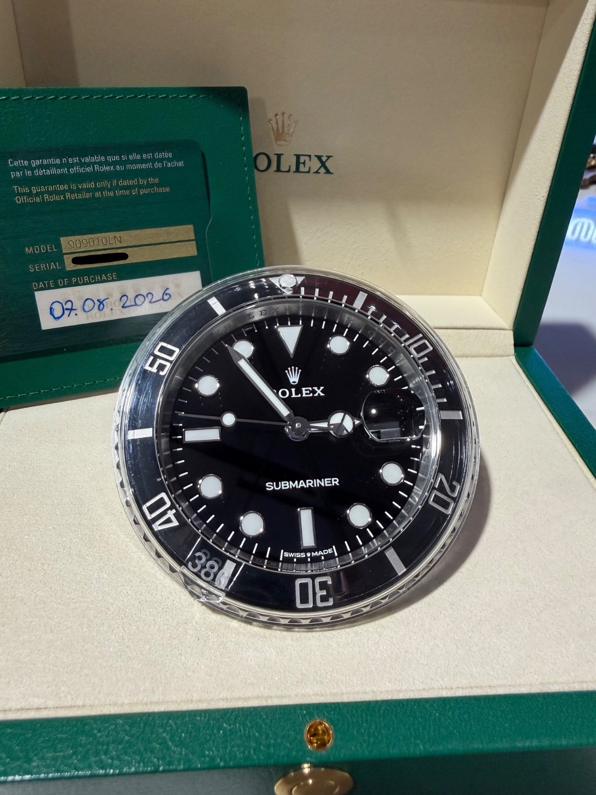 Rolex Submariner Date Desk Clock 909010LN 80mm Stainless Steel Rolex Submariner Date Desk Clock 909010LN 80mm Stainless Steel
