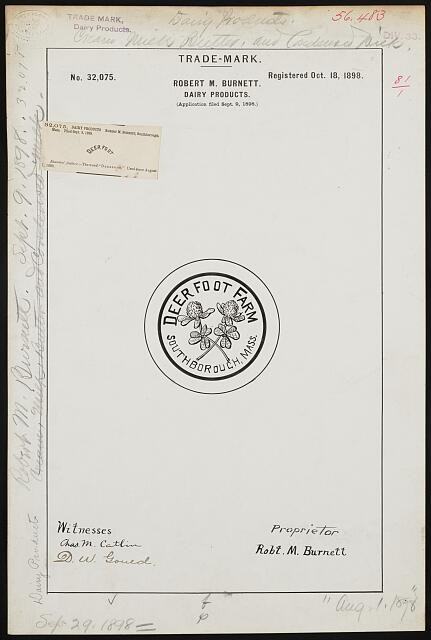 Photo:1898 Deer Foot Farm Southborough MA Robert M Burnett Dairy Trademark