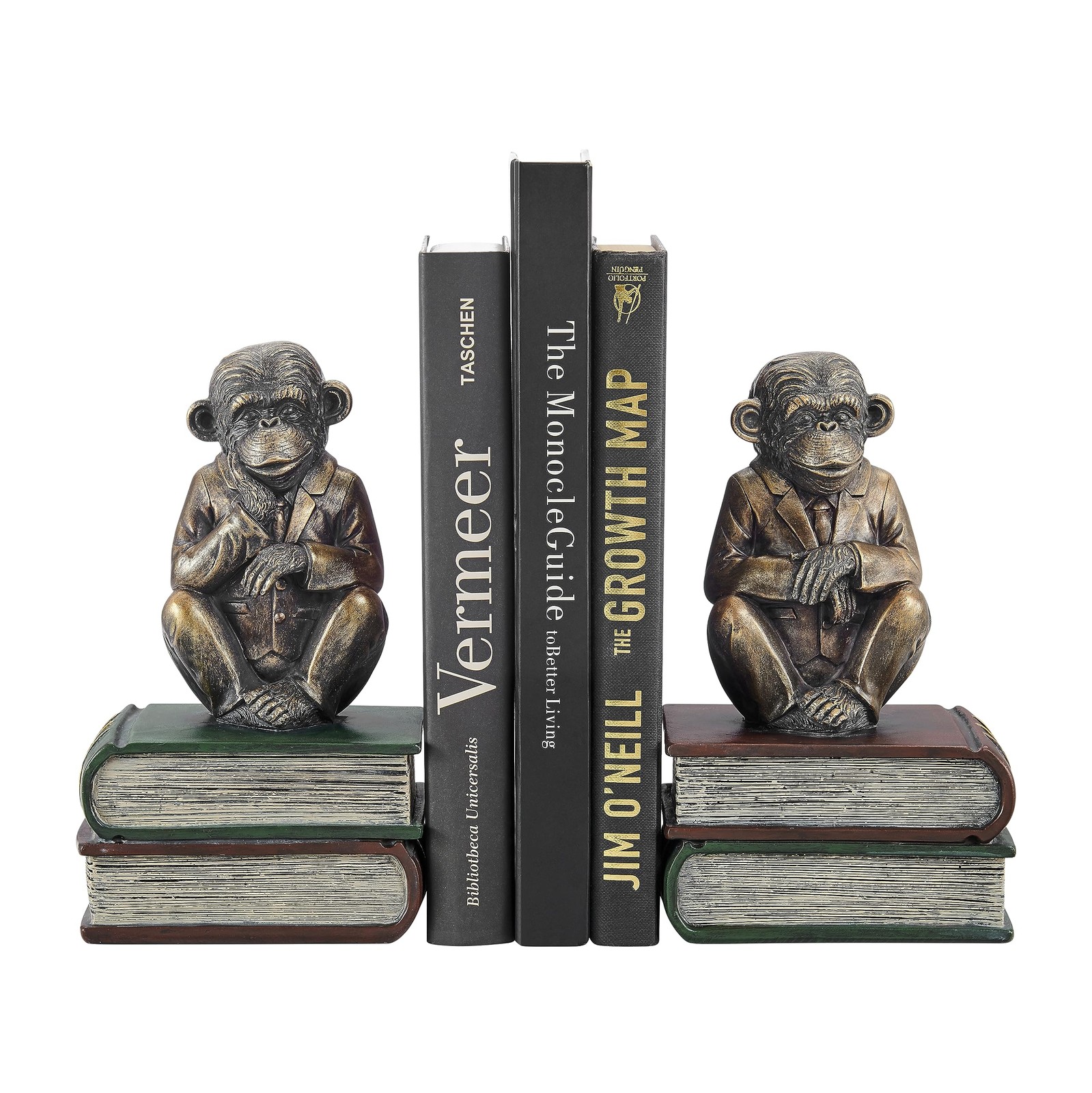 Danya B. Monkeys on Books Polyresin Antique Patina Finish Bookend Set of 2 Danya B. Monkeys on Books Polyresin Antique Patina Finish Bookend Set of 2