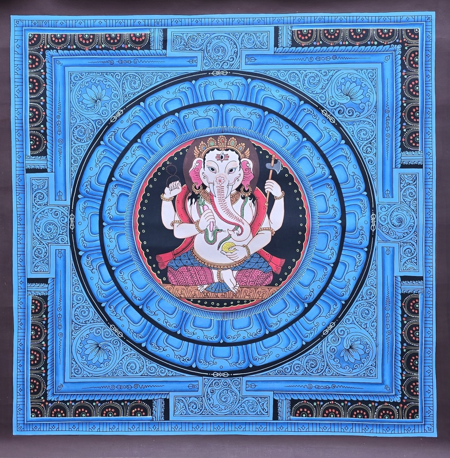 Ganesh Mandala Tibetan Hand-Painted Thangka Painting (19\ Ganesh Mandala Tibetan Hand-Painted Thangka Painting (19\