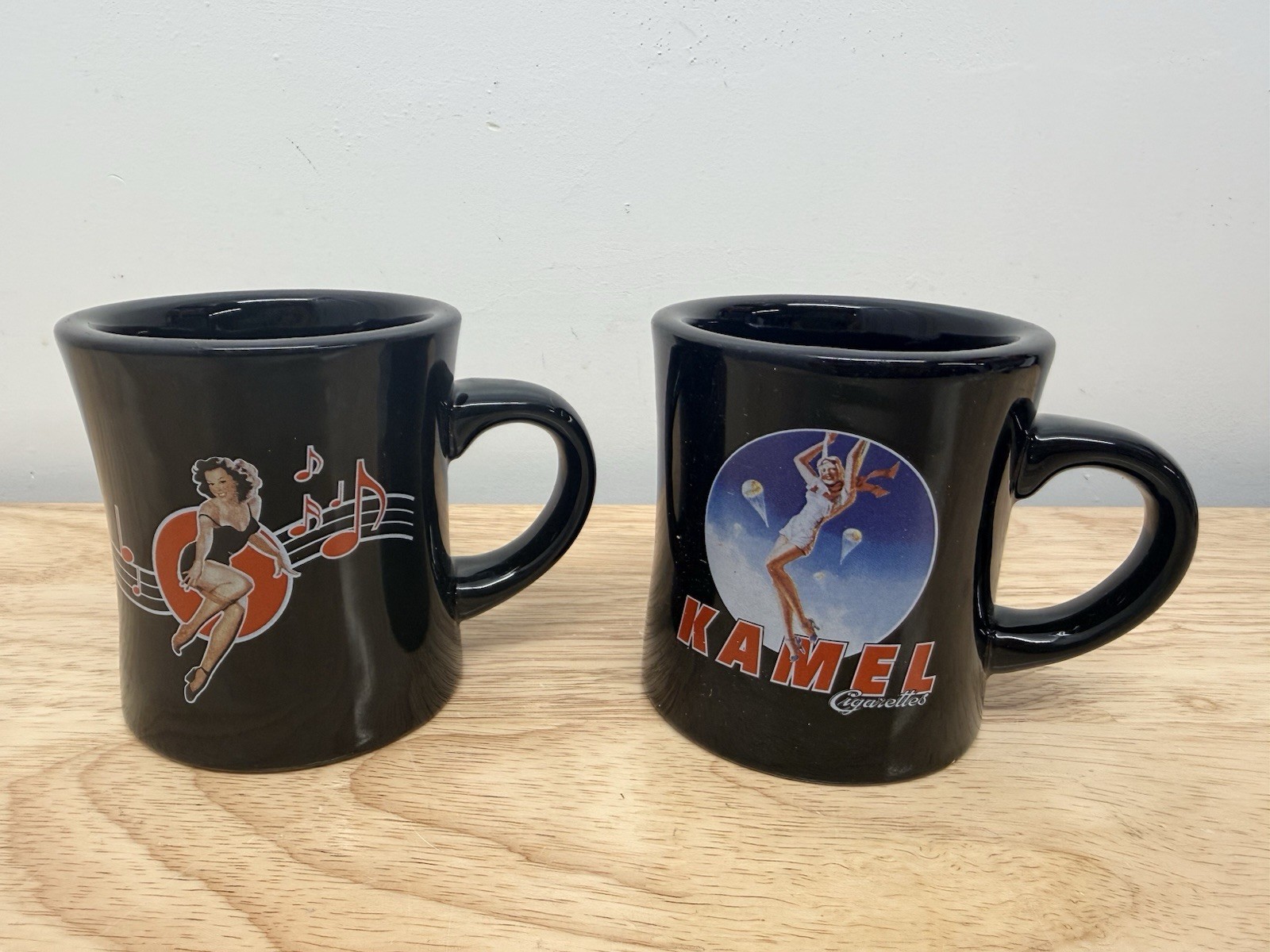 Vintage 1998 Kamel Cigarettes Lot Of  2 RJ Reynolds Ceramic Coffee Mug Black #39