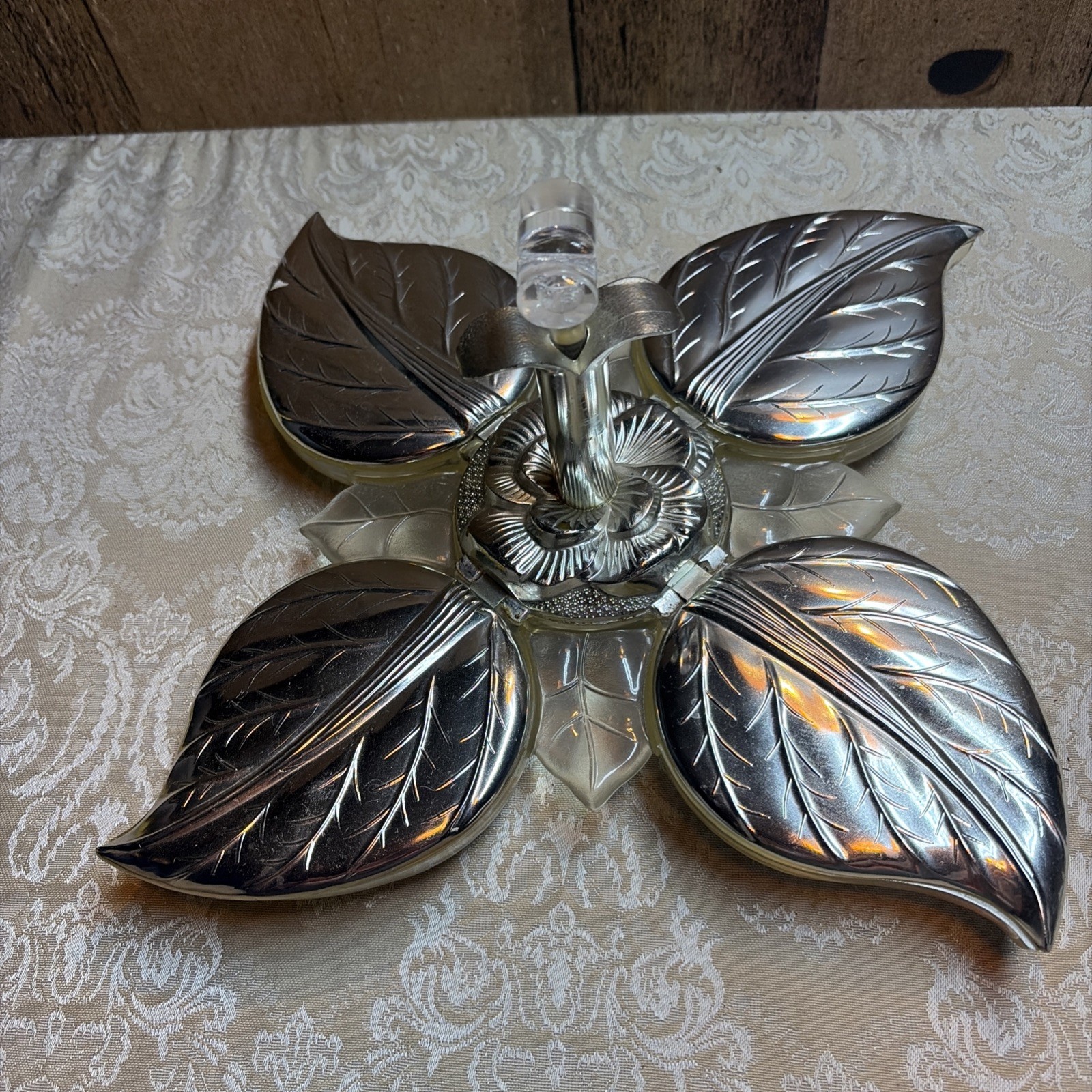 Vintage KAROFF Leaf And Lucite Snack Server Vintage KAROFF Leaf And Lucite Snack Server