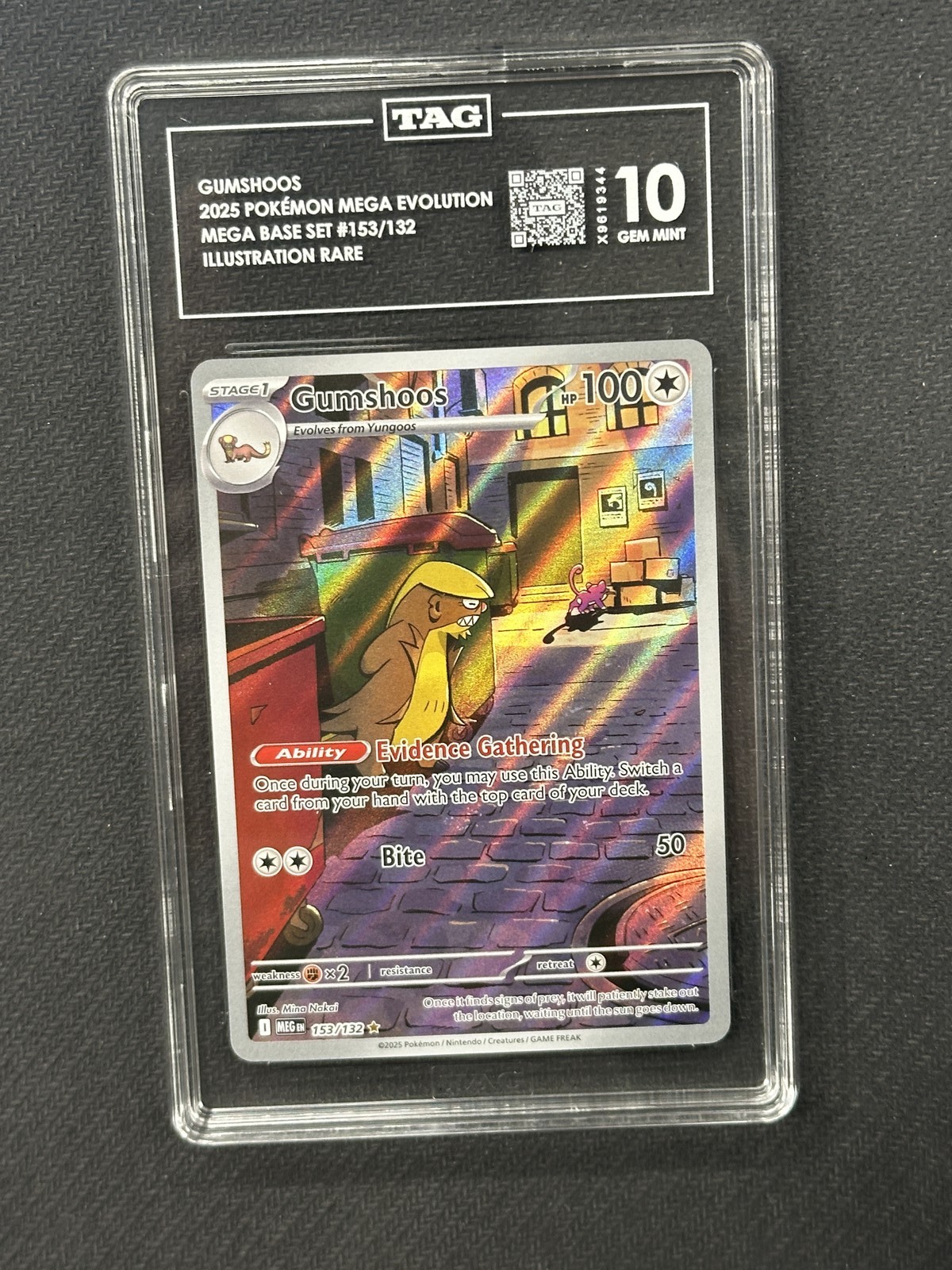 Gumshoos Pokemon Mega Evolution Illustration Rare TAG 10 X9619364 PSA #158/132 Gumshoos Pokemon Mega Evolution Illustration Rare TAG 10 X9619364 PSA #158/132