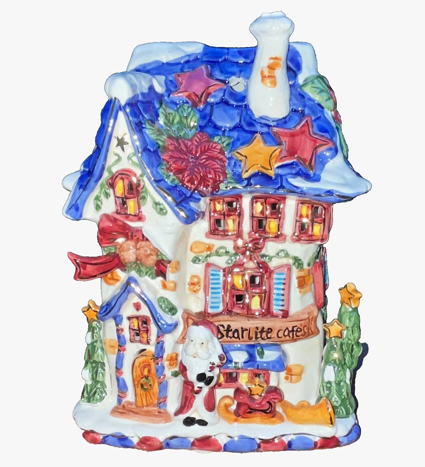 Kmart Christmas Ceramic Santa Starlite Cafe Tea Light Votive Candle Holder 2000
